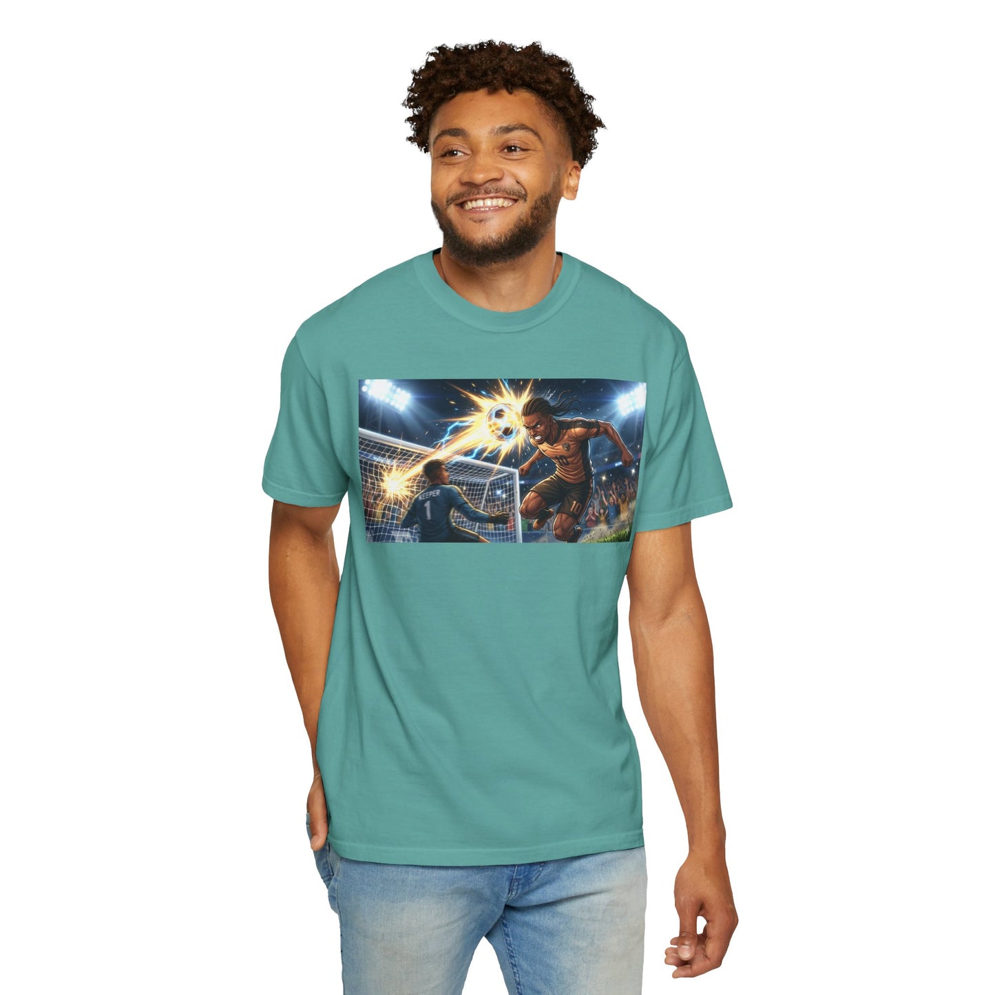Soccer Goal Explosion T-Shirt — Action-Packed Football Graphic Tee