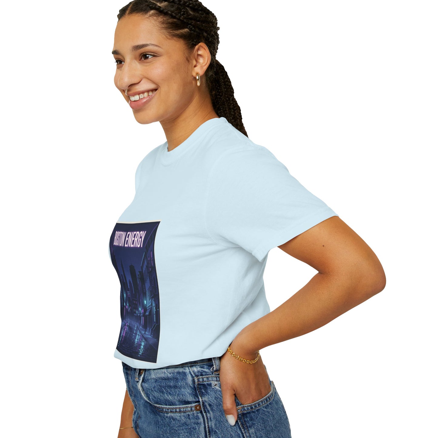 Boston Energy T-Shirt — Neon Cityscape Graphic Tee
