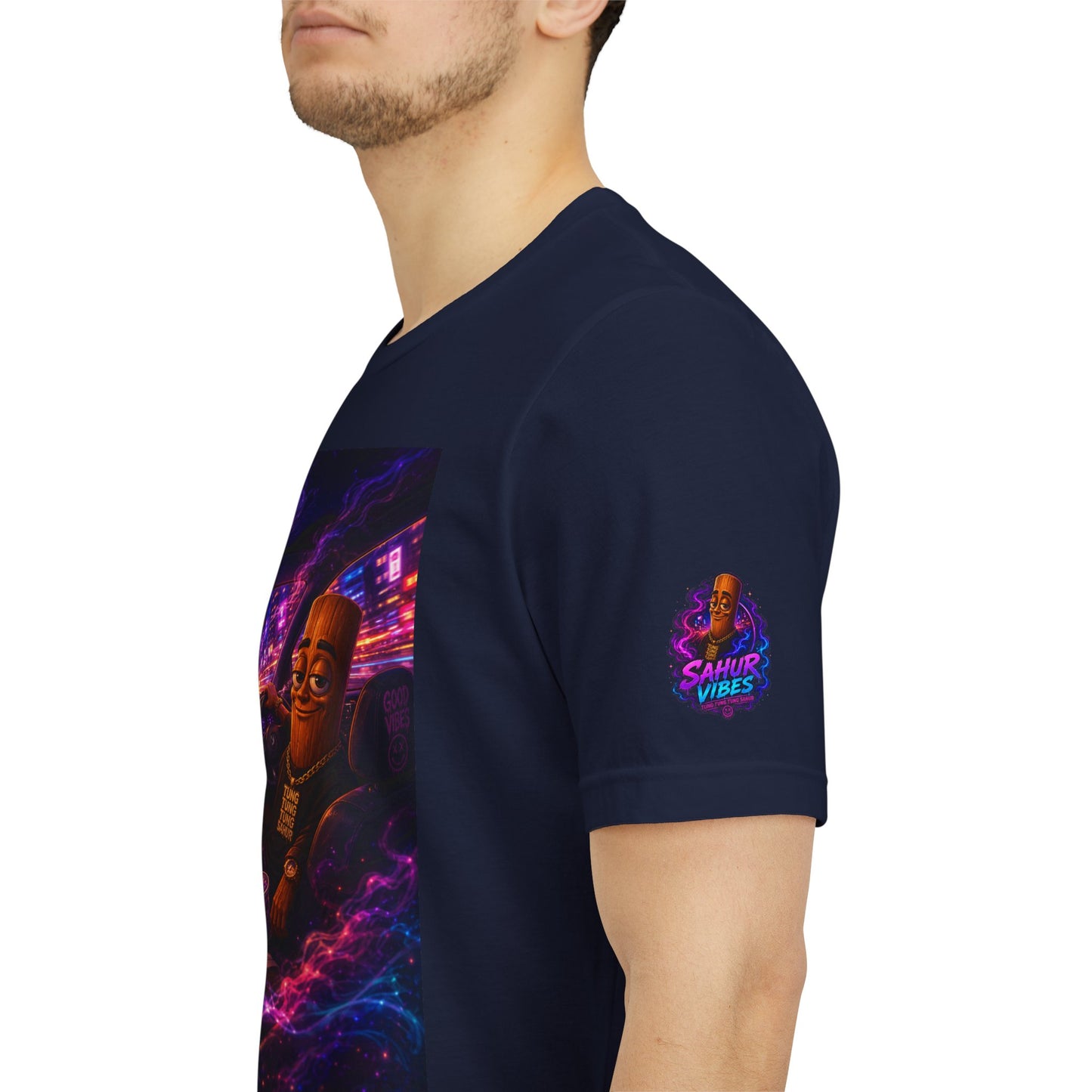 Tung Tung Tung Sahur Who Ride Like Us T-Shirt — Night Cruise Vaporwave Graphic Tee