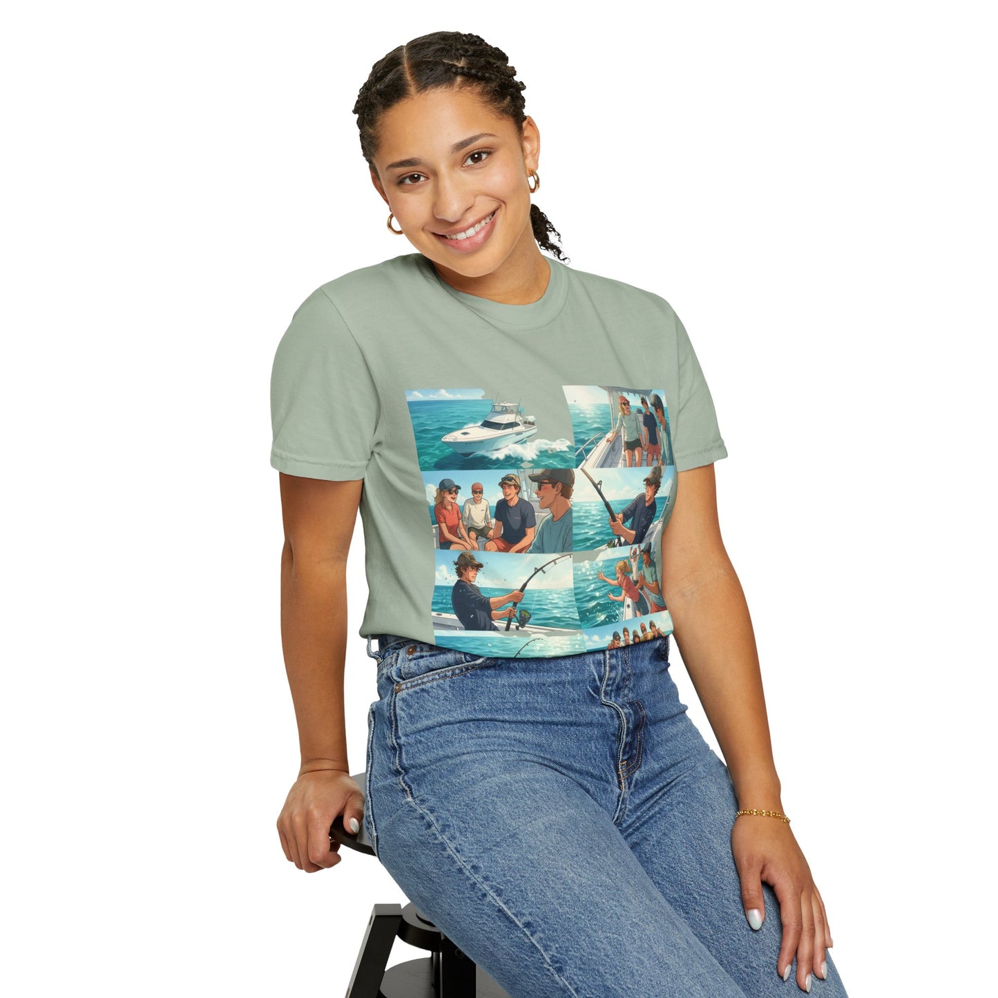 Deep Sea Energy (Friends Fishing Edition) Fishing Trip Photo Collage T-Shirt
