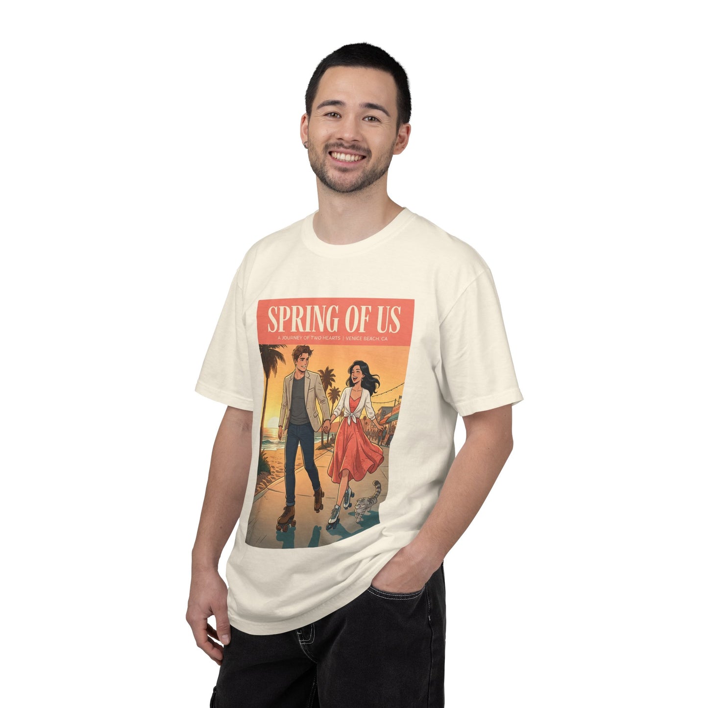 Spring of Us T-Shirt — Vintage Romantic Beach Couple Graphic Tee