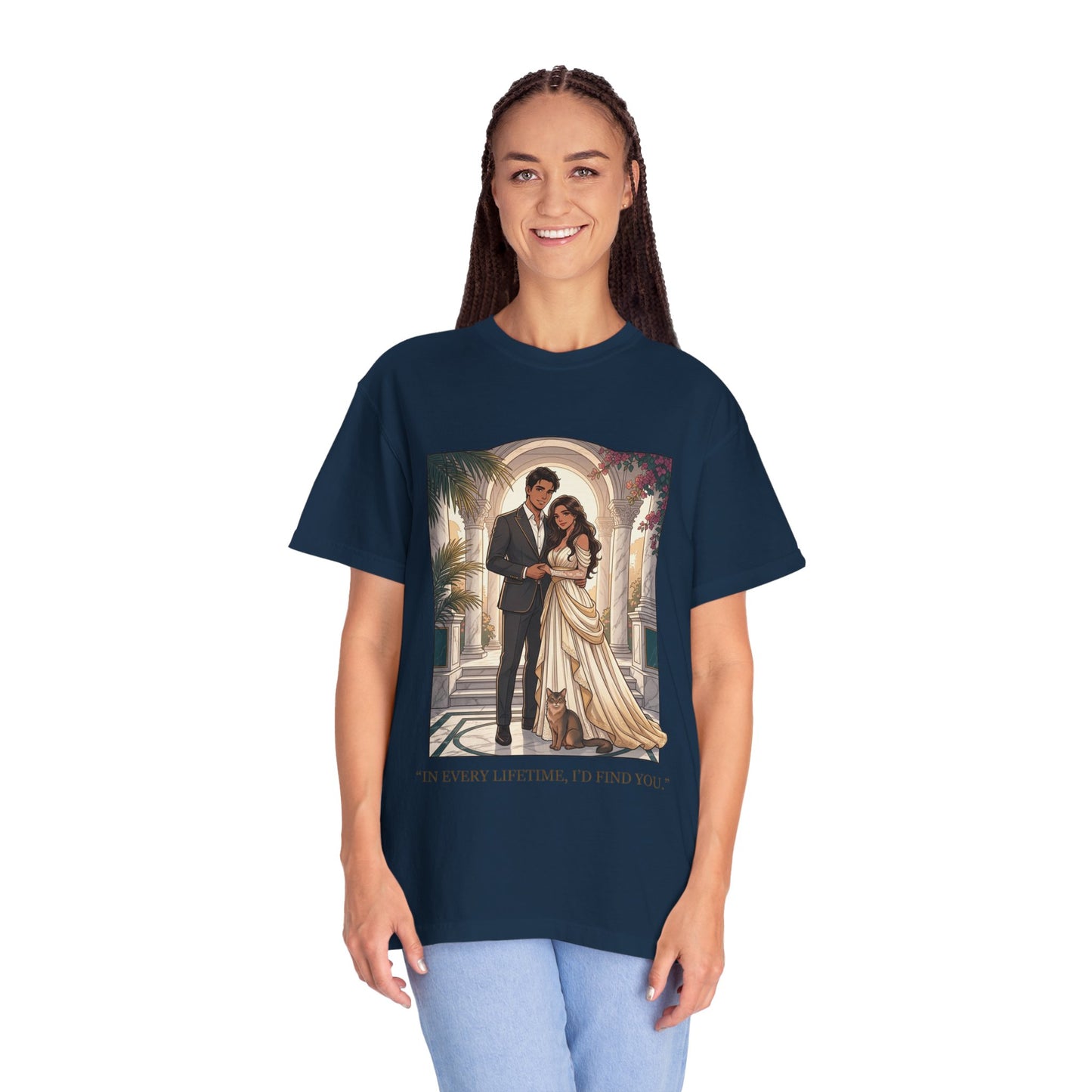 Romantic Vintage Wedding Portrait T-Shirt — "In Every Lifetime, I'd Find You"
