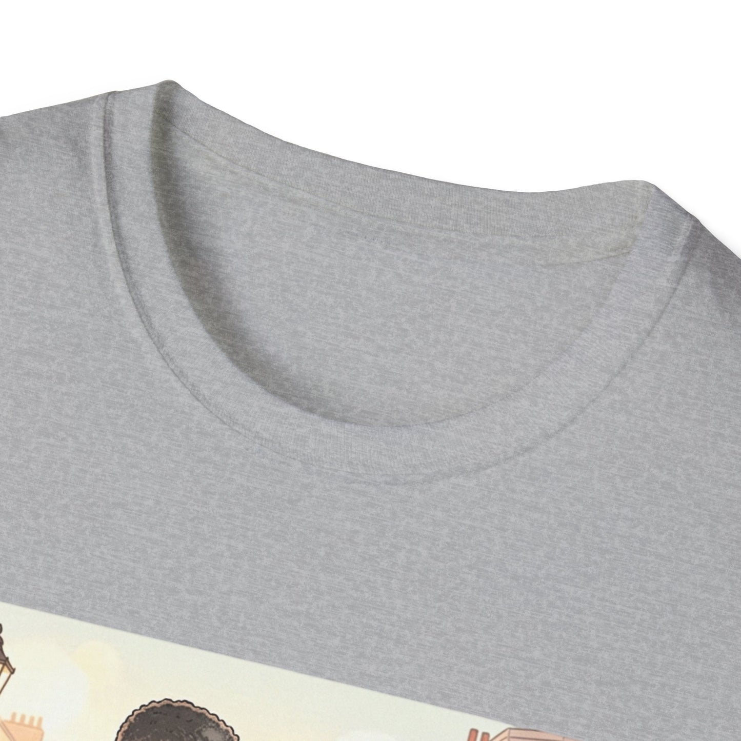 Romantic City Stroll T-Shirt — Couple Bouquet Illustration