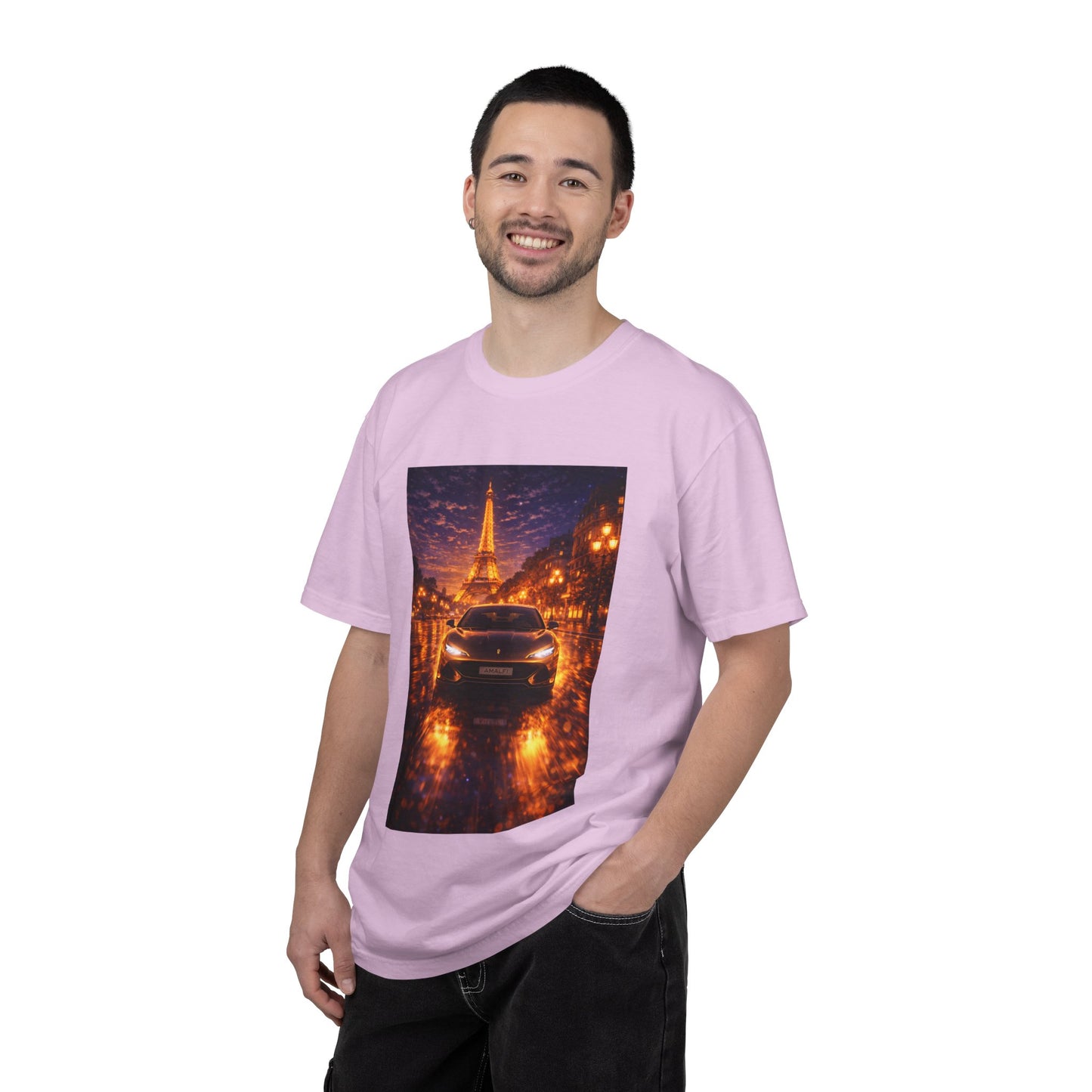 Paris Night Drive T-Shirt — Eiffel Tower Car Scene