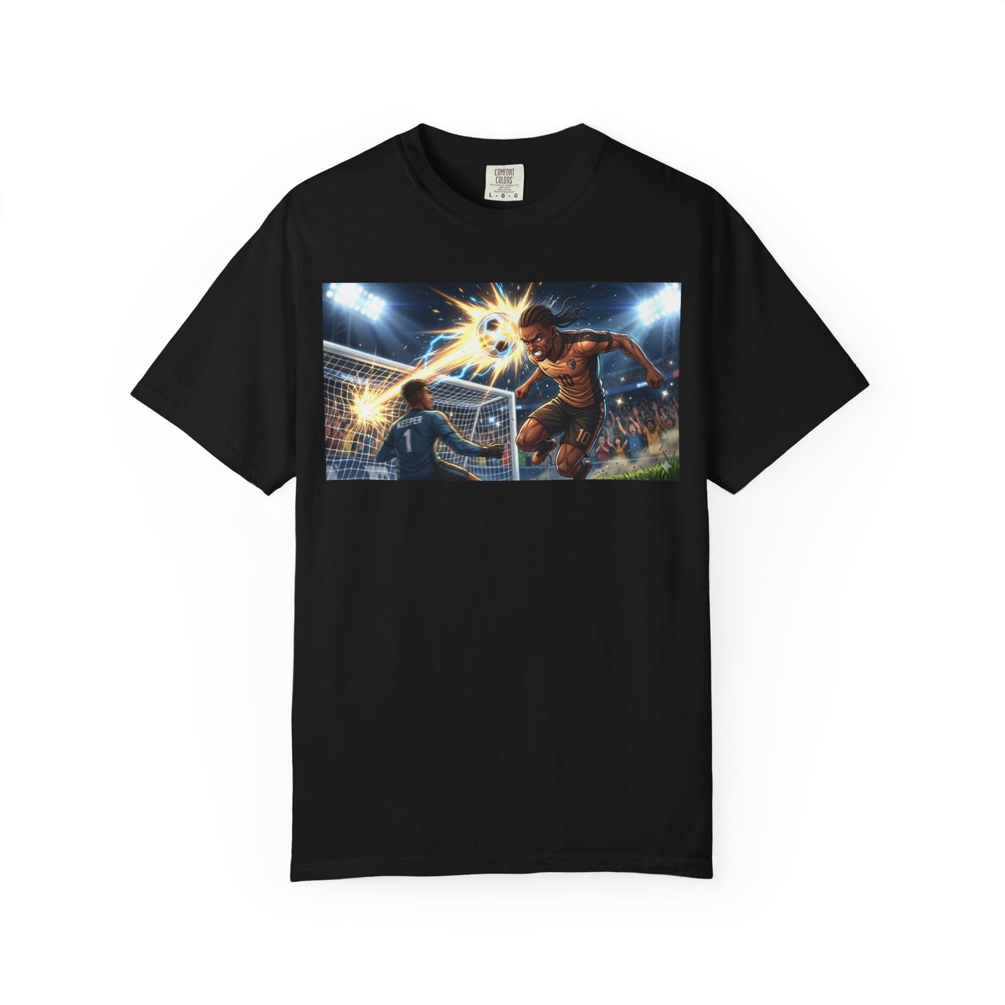Soccer Goal Explosion T-Shirt — Action-Packed Football Graphic Tee