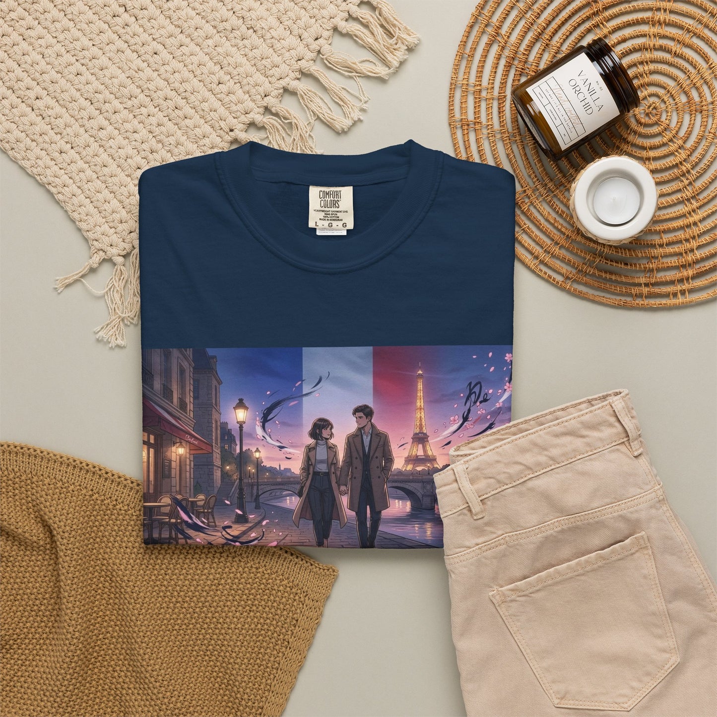 T-Shirt — Romantic City Night Stroll Illustration