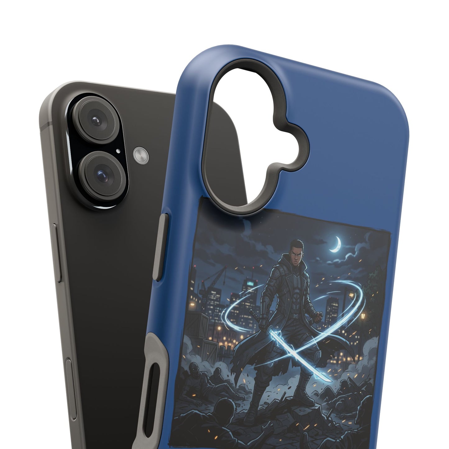 Magnetic Impact-Resistant Phone Case — Night Warrior Sci‑Fi Design