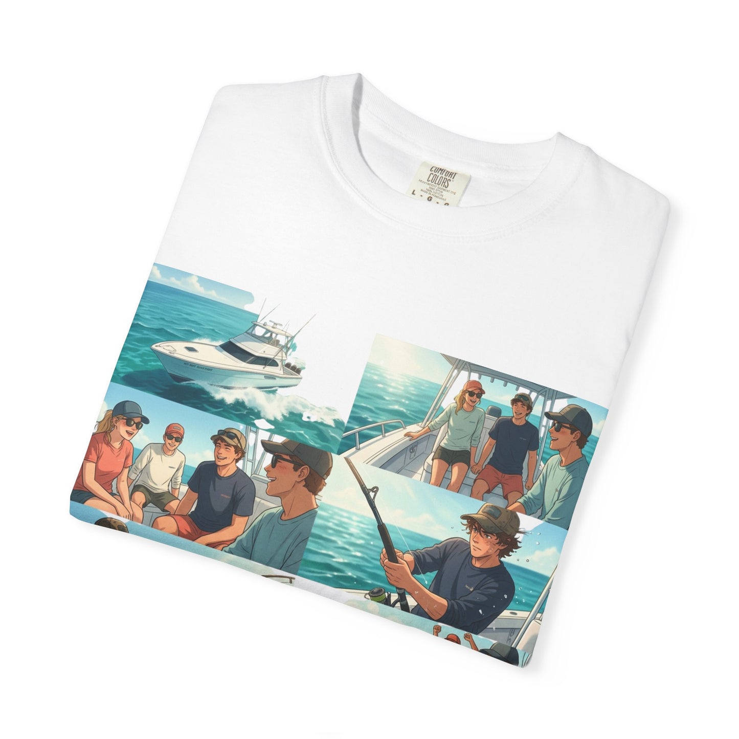 Deep Sea Energy (Friends Fishing Edition) Fishing Trip Photo Collage T-Shirt