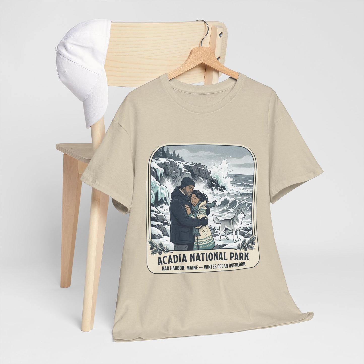 Acadia National Park Tee — Coastal Winter Couple Graphic