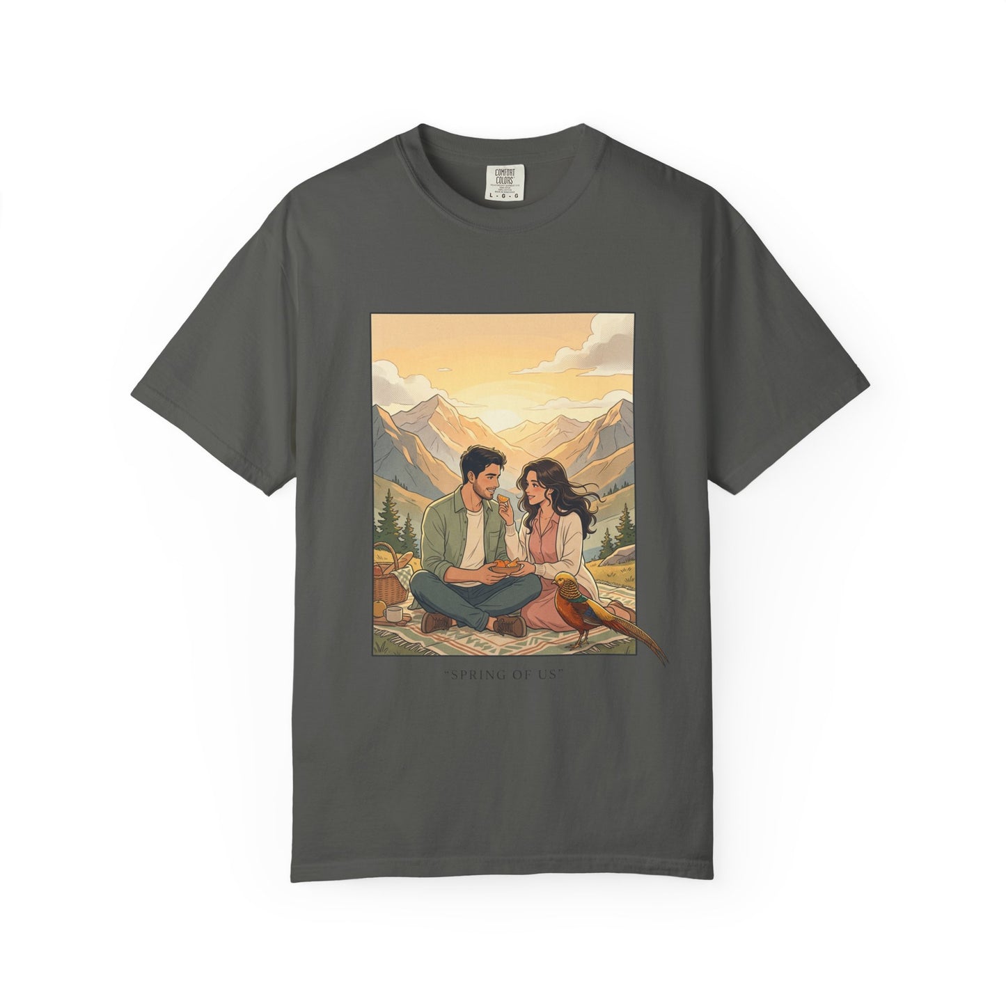 Couples Mountain Picnic T-Shirt — 'Opening Up' Scenic Graphic Tee
