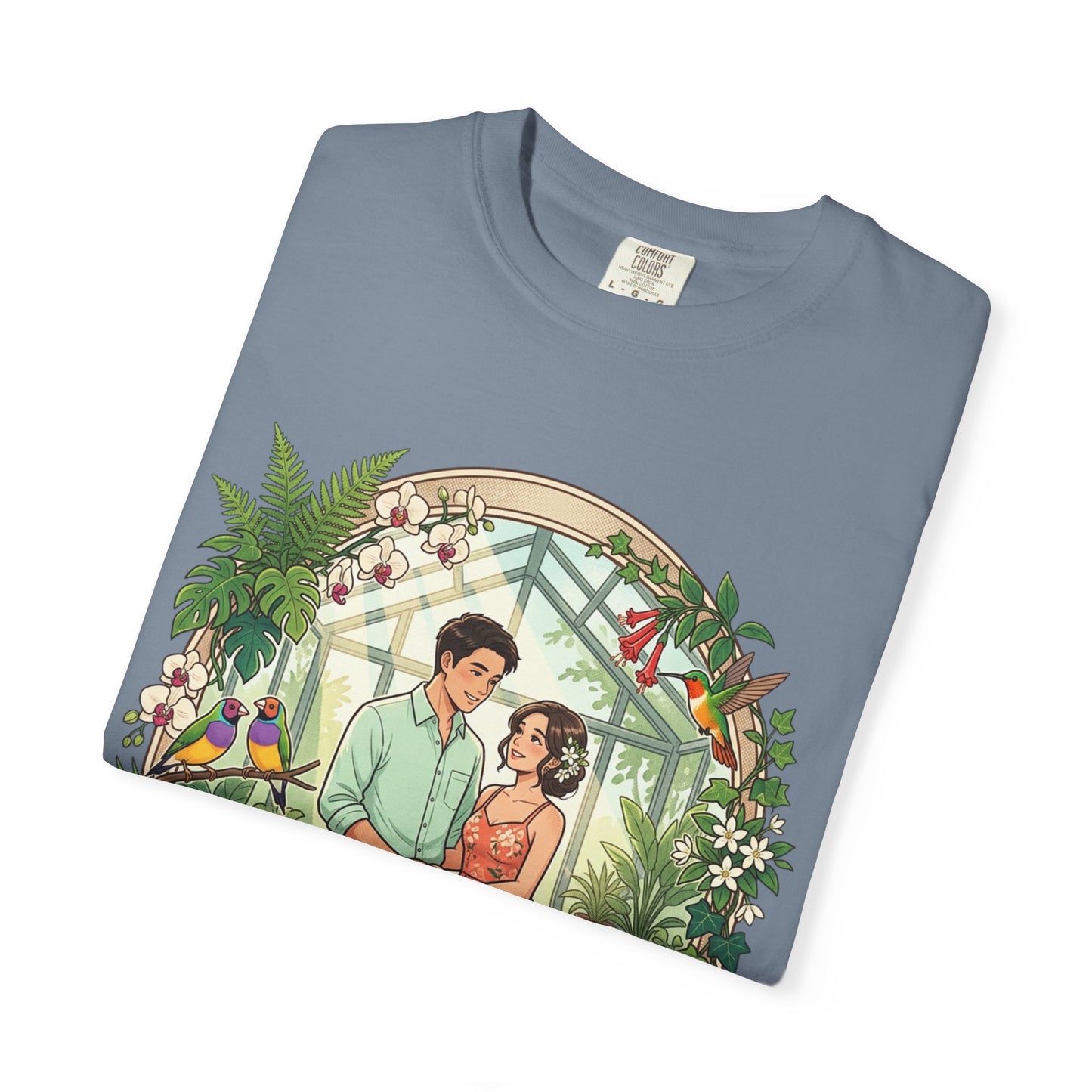Romantic Greenhouse Couples T-Shirt — “Love Grows Where We Nurture It”