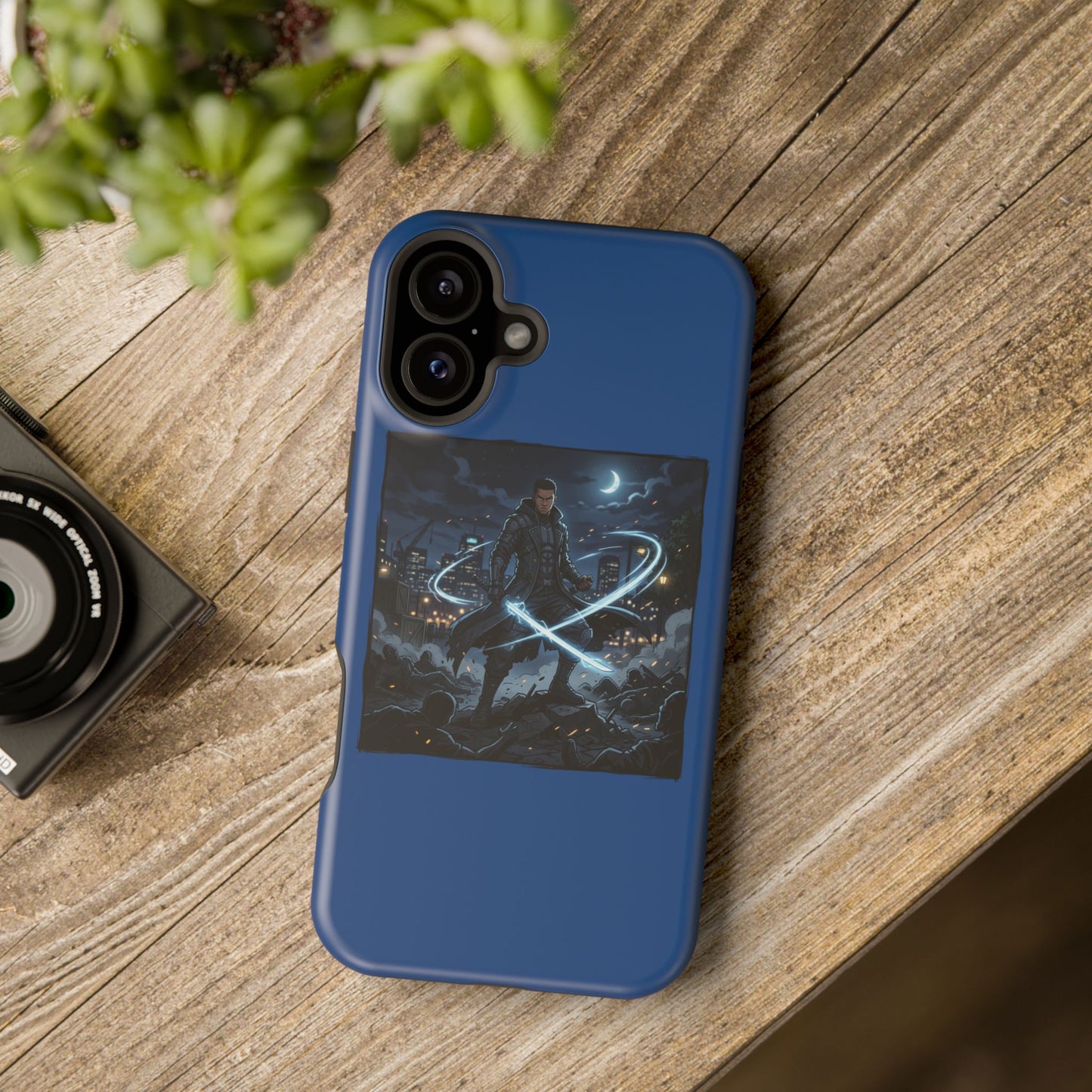 Magnetic Impact-Resistant Phone Case — Night Warrior Sci‑Fi Design