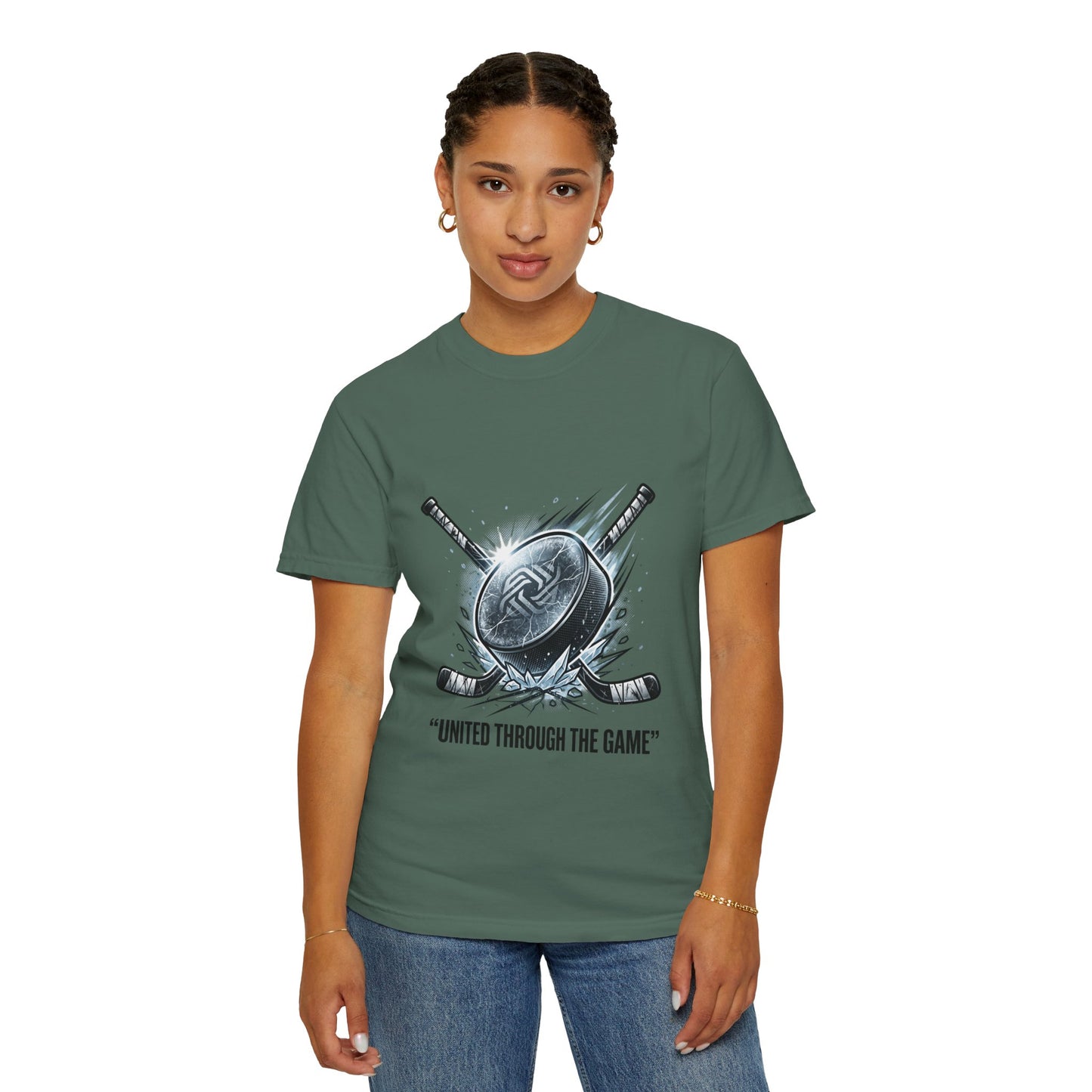 Hockey Graphic Tee — "United Through the Game" Team Spirit T-Shirt