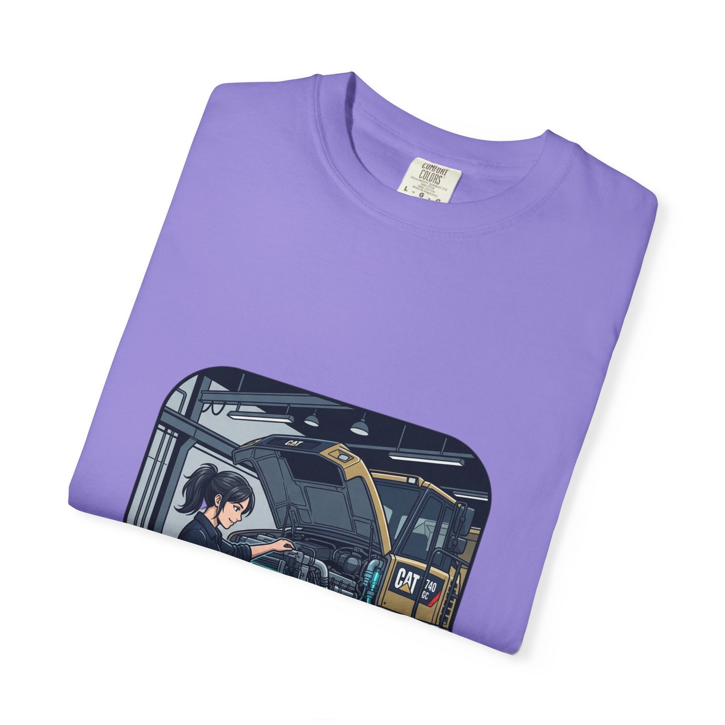 Mechanic Garage Scene T-Shirt — Vintage Truck Repair Illustration