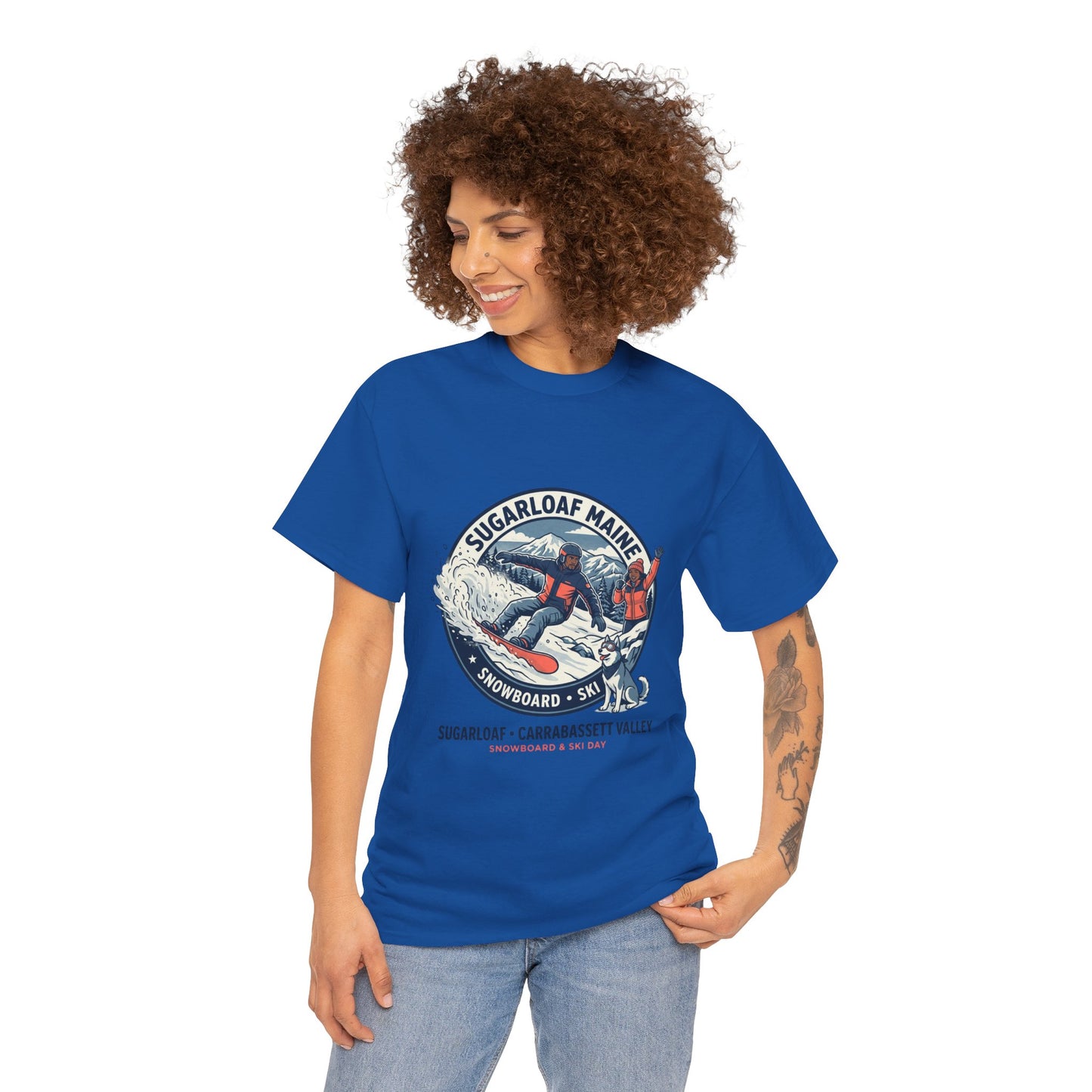 Sugarloaf Maine Snowboard & Ski T‑Shirt — Sugarloaf‑Carrabassett Valley Retro Graphic Tee
