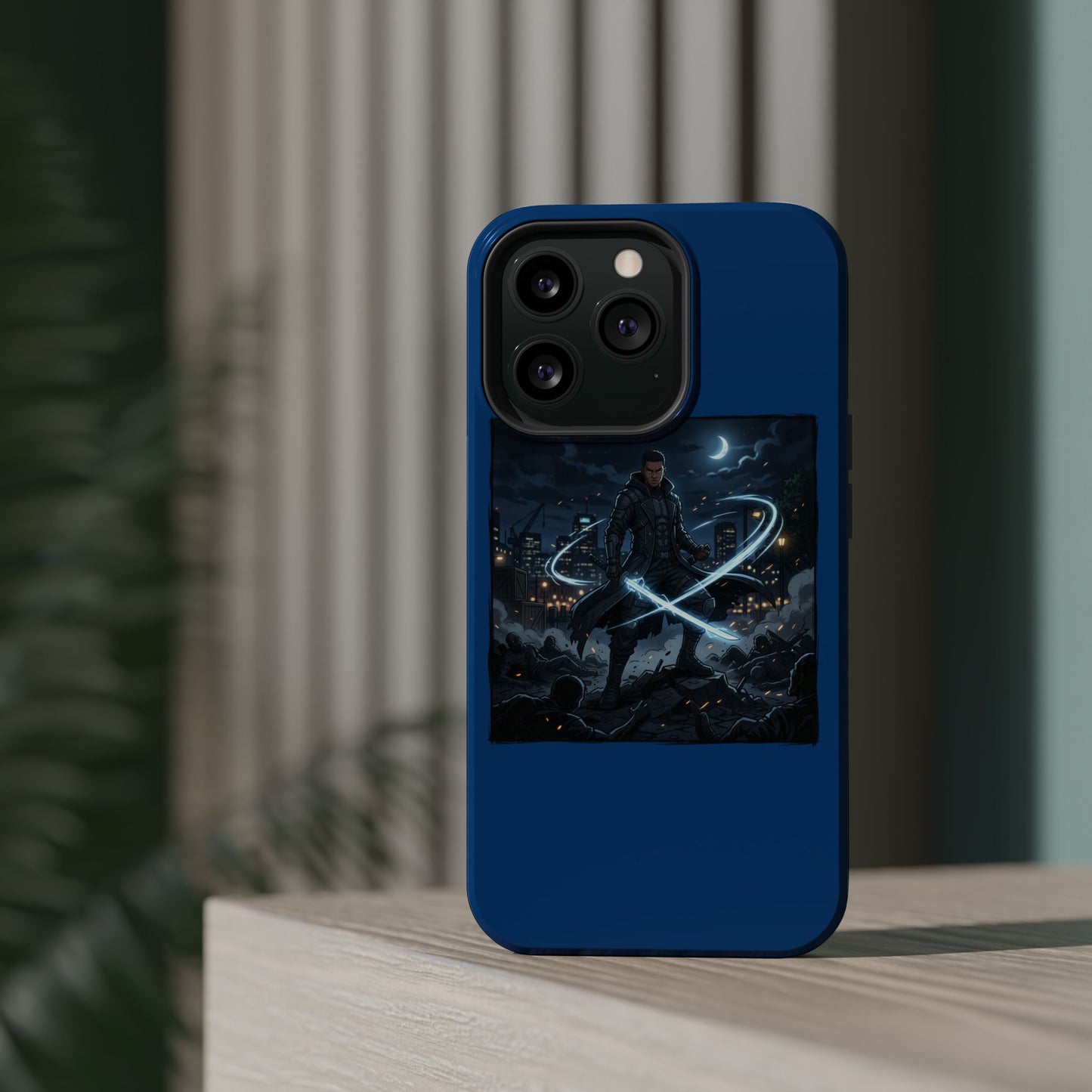 Magnetic Impact-Resistant Phone Case — Night Warrior Sci‑Fi Design