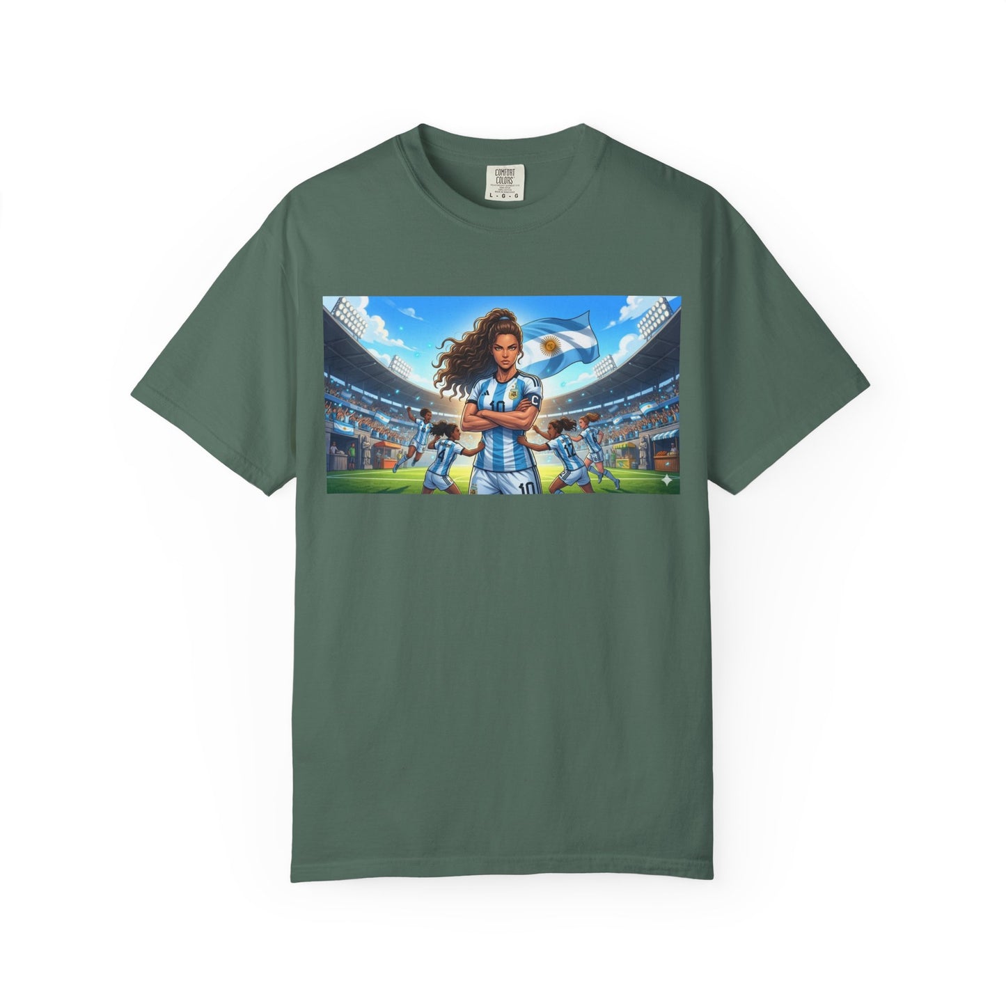 Argentina Soccer Heroine Stadium T-Shirt – Female Soccer Player Graphic Tee