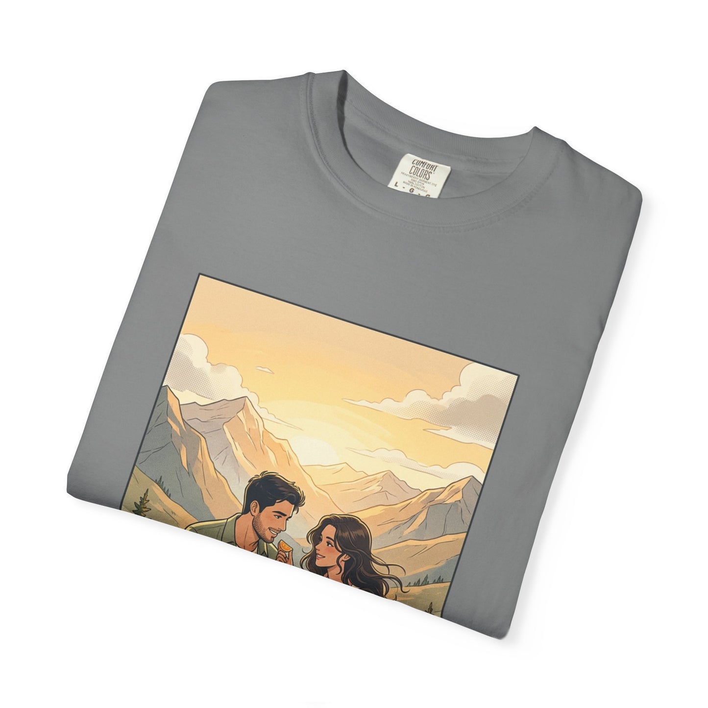 Couples Mountain Picnic T-Shirt — 'Opening Up' Scenic Graphic Tee