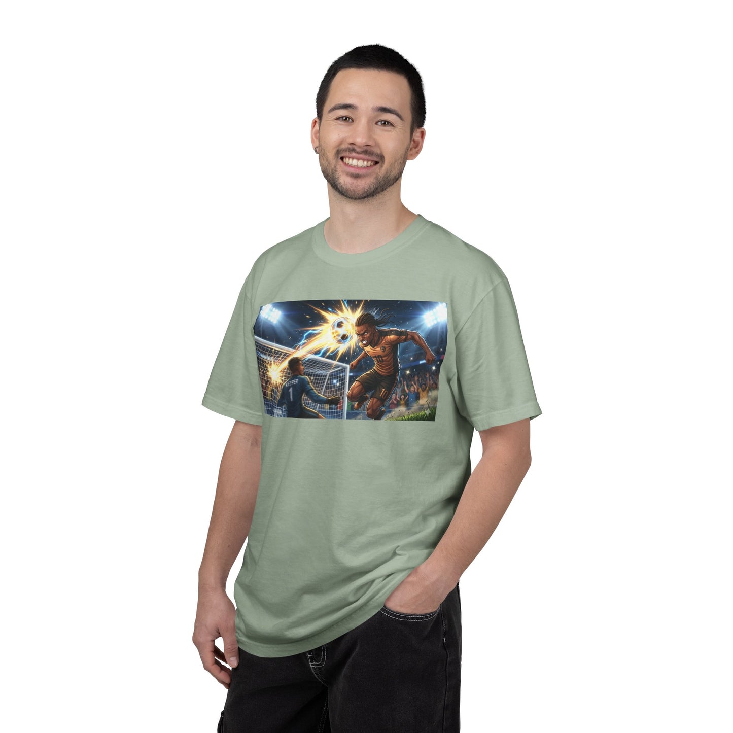 Soccer Goal Explosion T-Shirt — Action-Packed Football Graphic Tee