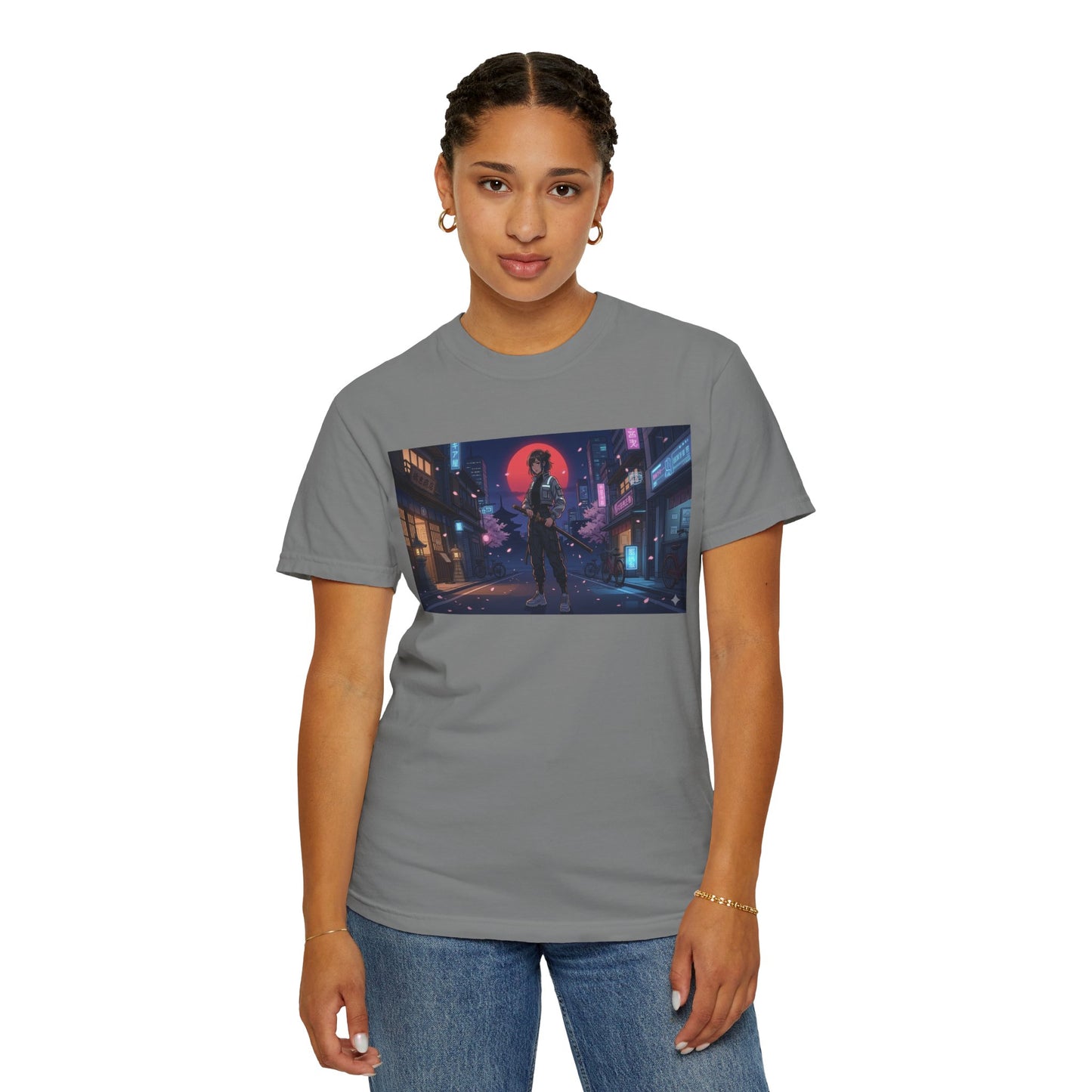 Cyberpunk Samurai T-Shirt — Neon Night Street Art Tee