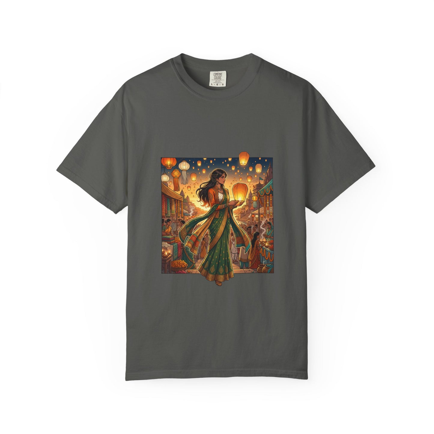 Diwali Lantern Festival T-Shirt — Indian Dancer with Floating Sky Lanterns