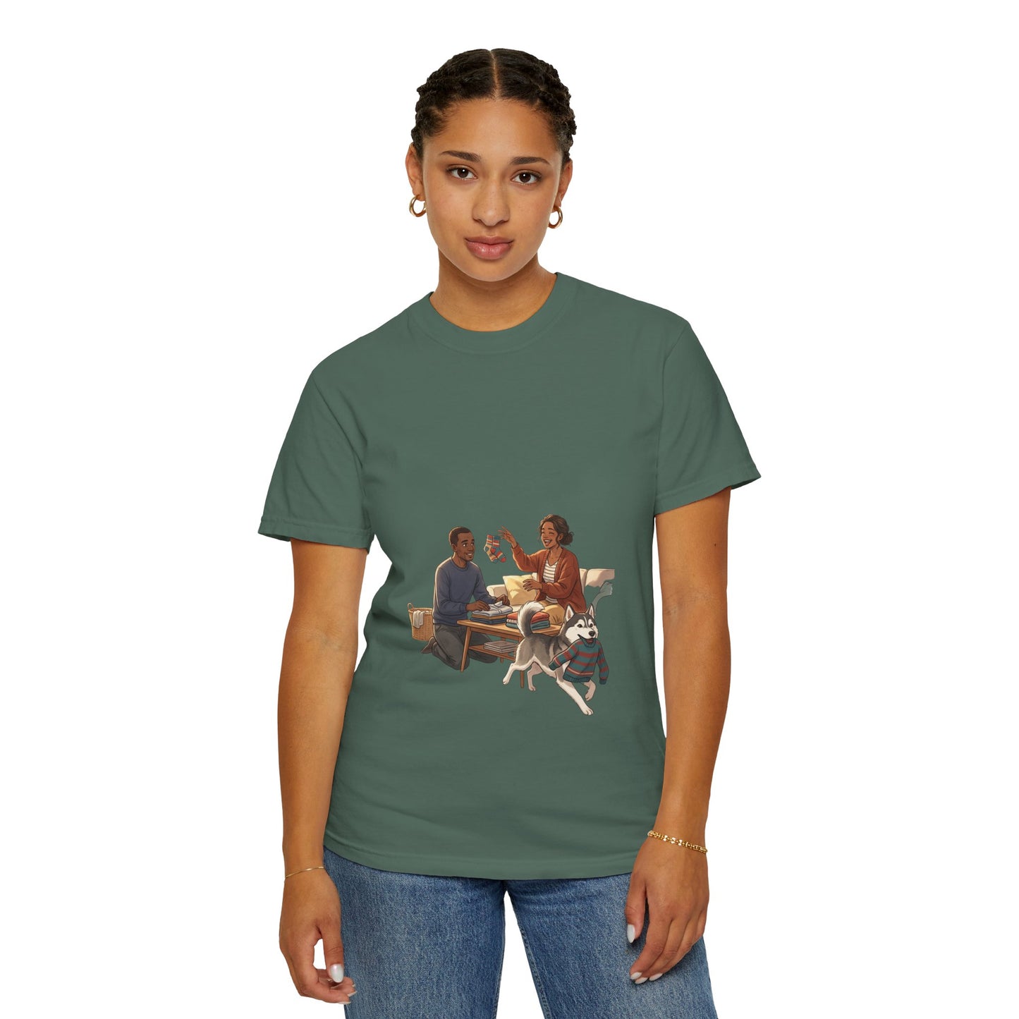 Picnic Cheers T-Shirt — Vintage Couple & Dog Illustration Tee