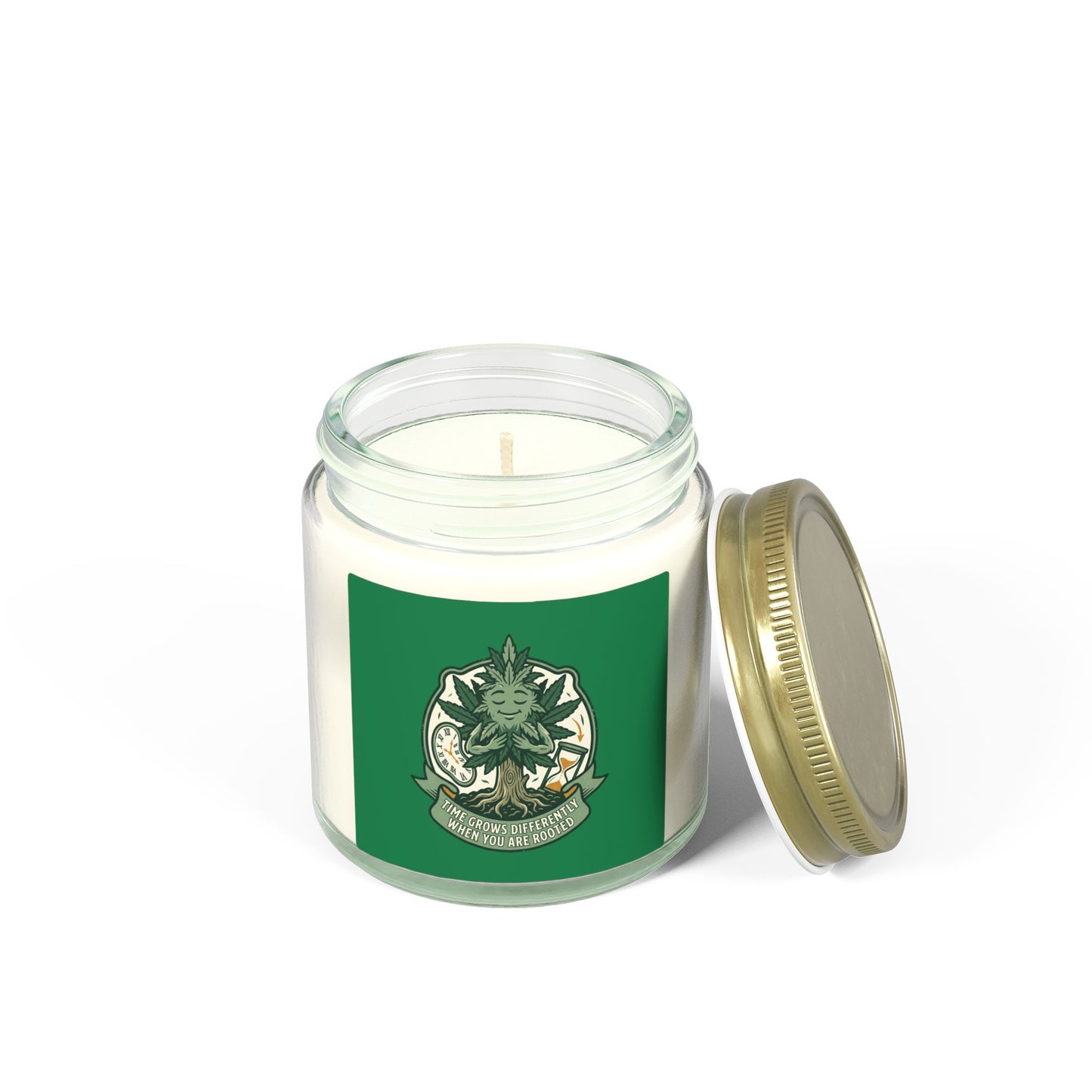 Coconut Apricot Scented Candle — Green Herbal Crest (4oz & 9oz)