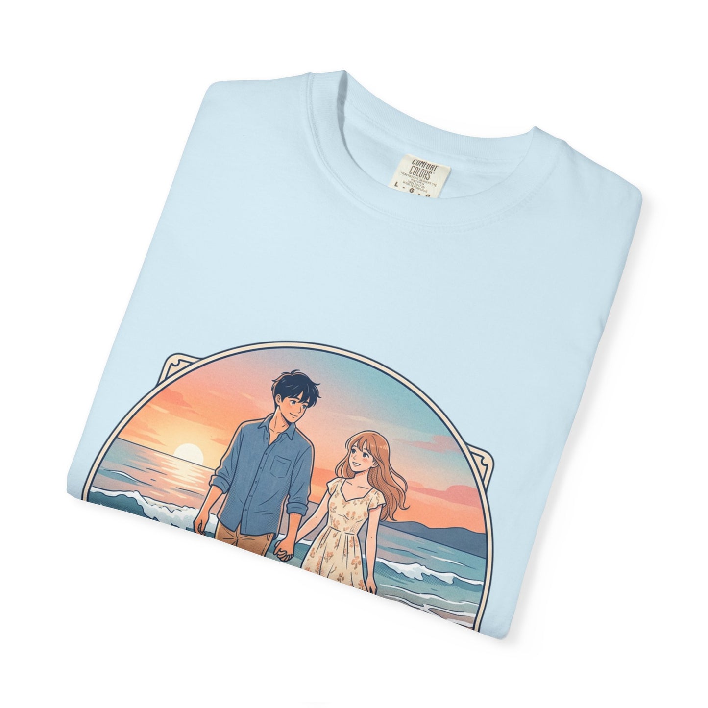 Sunset Lovers Beach T-Shirt — Romantic Couple Graphic Tee