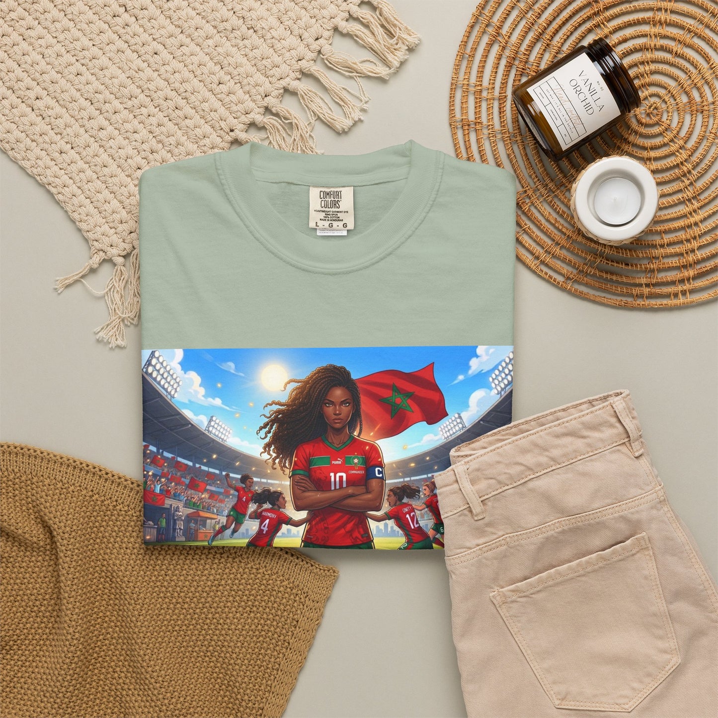 Morocco Soccer Champion Graphic T-Shirt — Inspiring Women’s Football Stadium Design