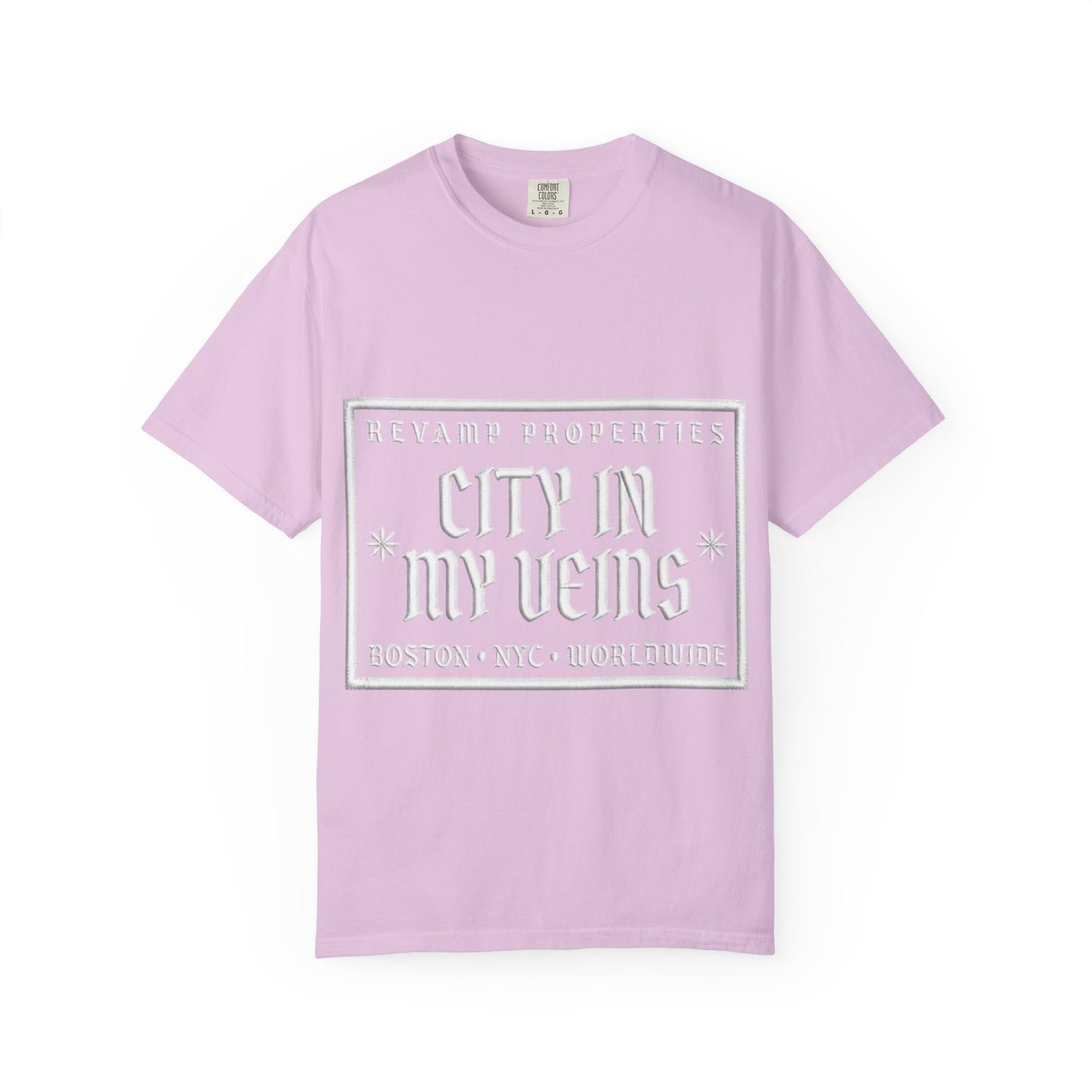 City In My Veins T‑Shirt — Vintage Cityscape Tee (Boston • NYC • Manchester)