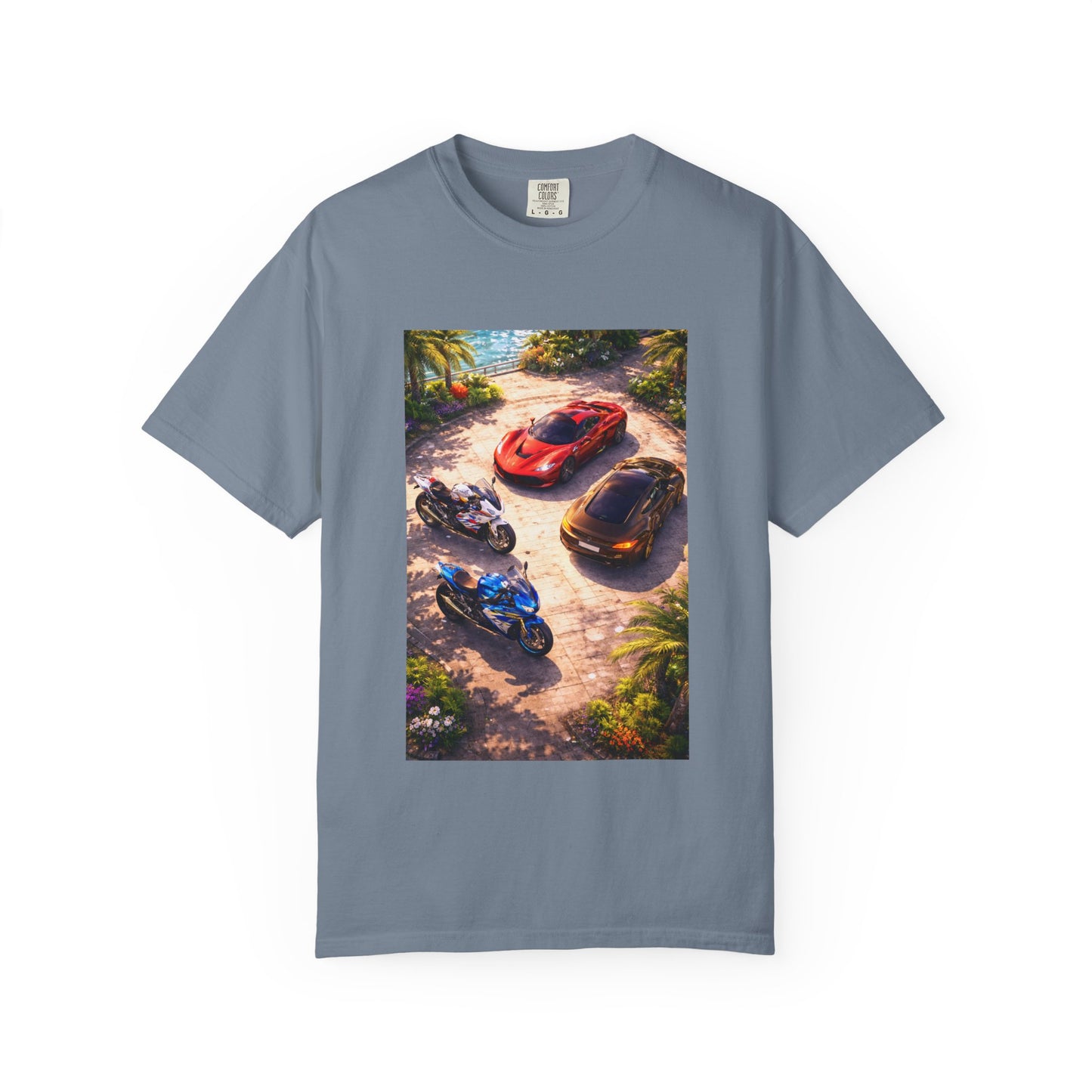 MULTI-VEHICLE - T-Shirt — Tropical Sports Cars & Motorbikes Print