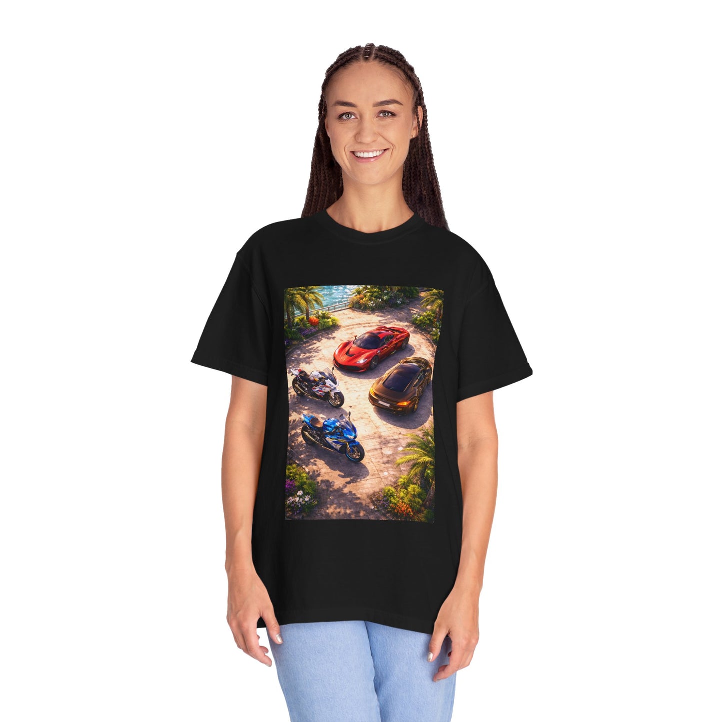 MULTI-VEHICLE - T-Shirt — Tropical Sports Cars & Motorbikes Print