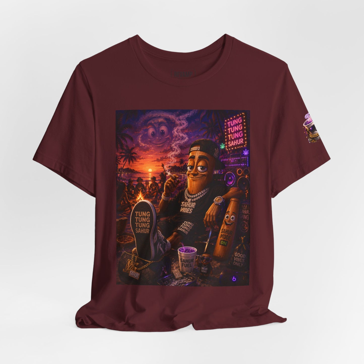 Tung Tung Tung Sahur T-Shirt — "Summertime Vibes" Retro Beach Party Graphic Tee