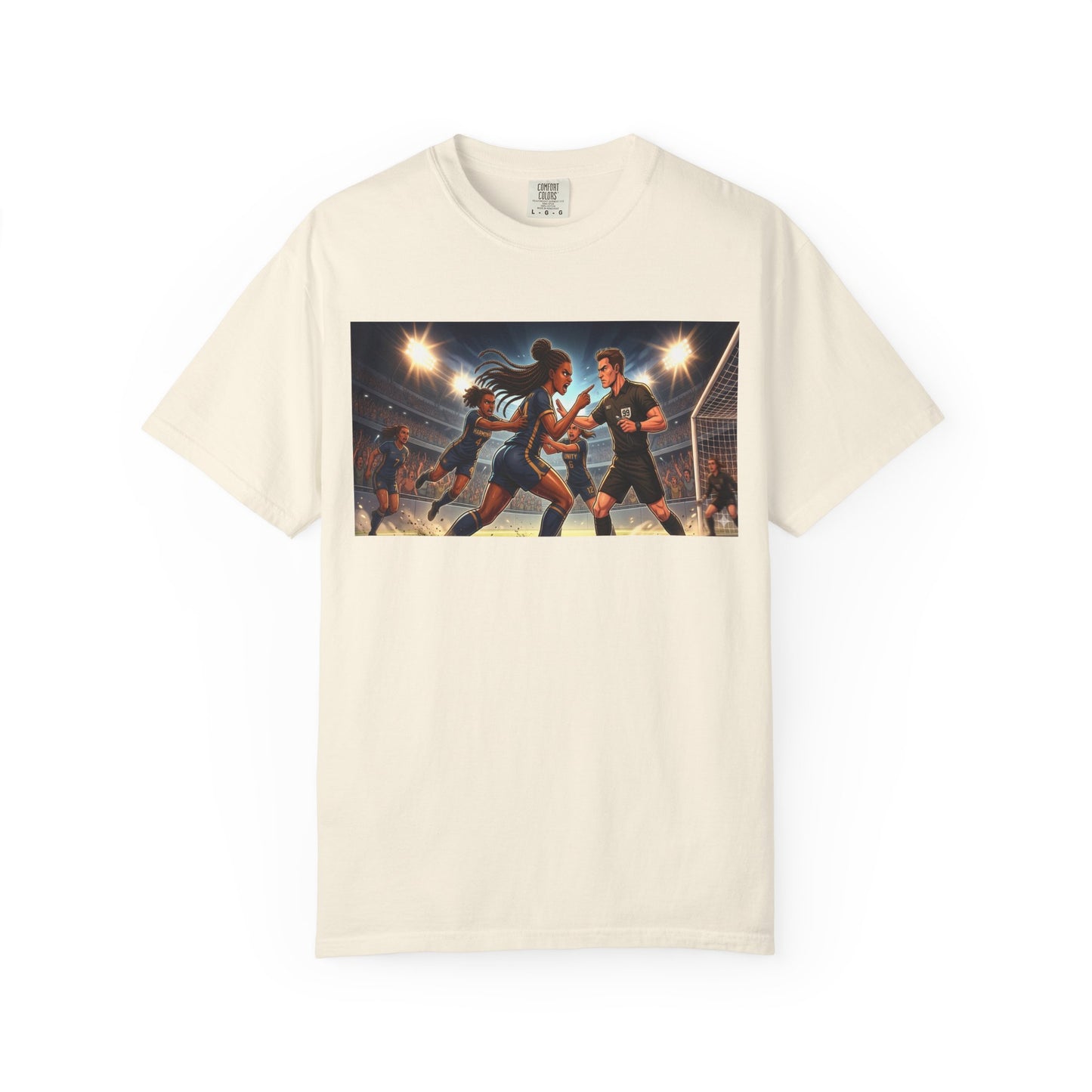 Soccer Night Match T-Shirt — Dynamic Players Under Stadium Lights