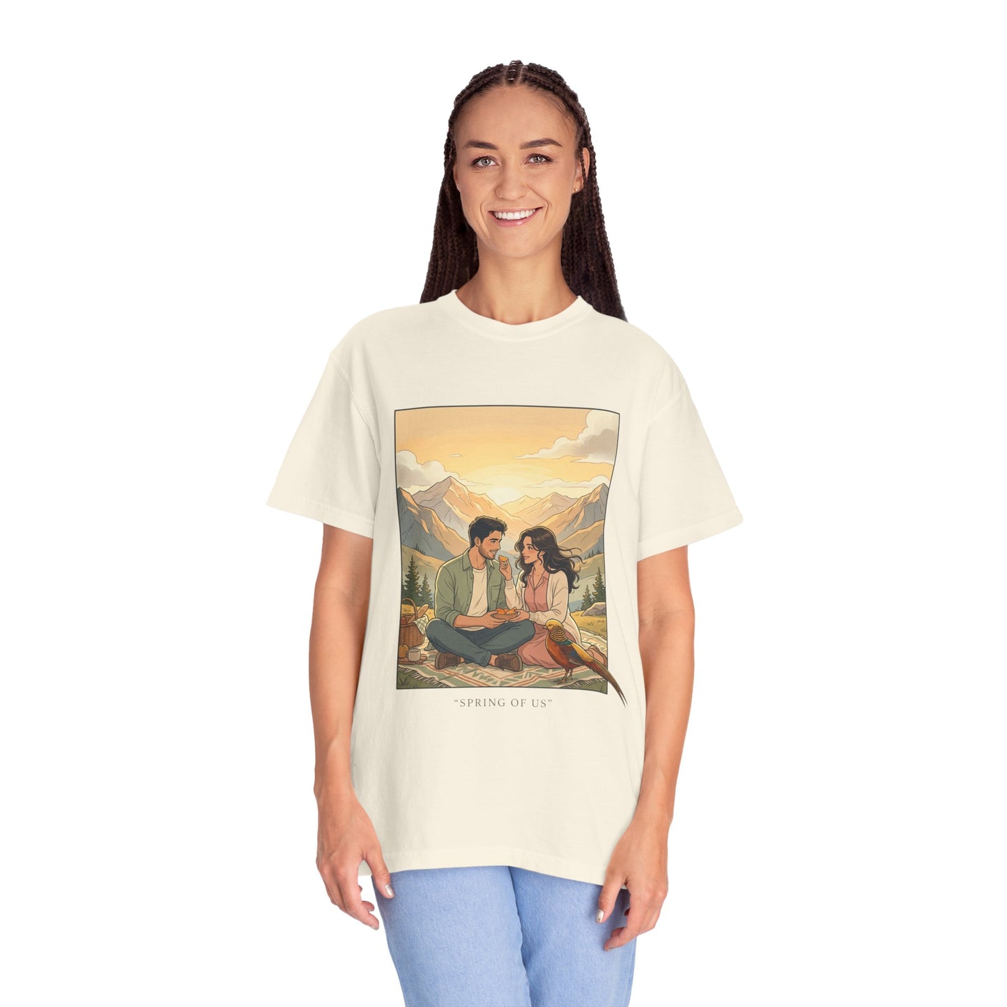 Couples Mountain Picnic T-Shirt — 'Opening Up' Scenic Graphic Tee