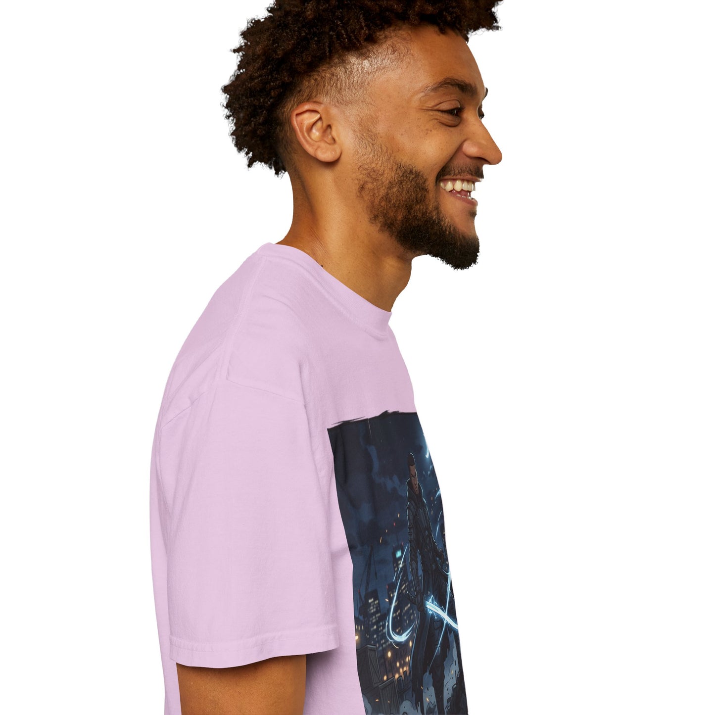Urban Night Warrior T-Shirt — Neon Samurai Cityscape