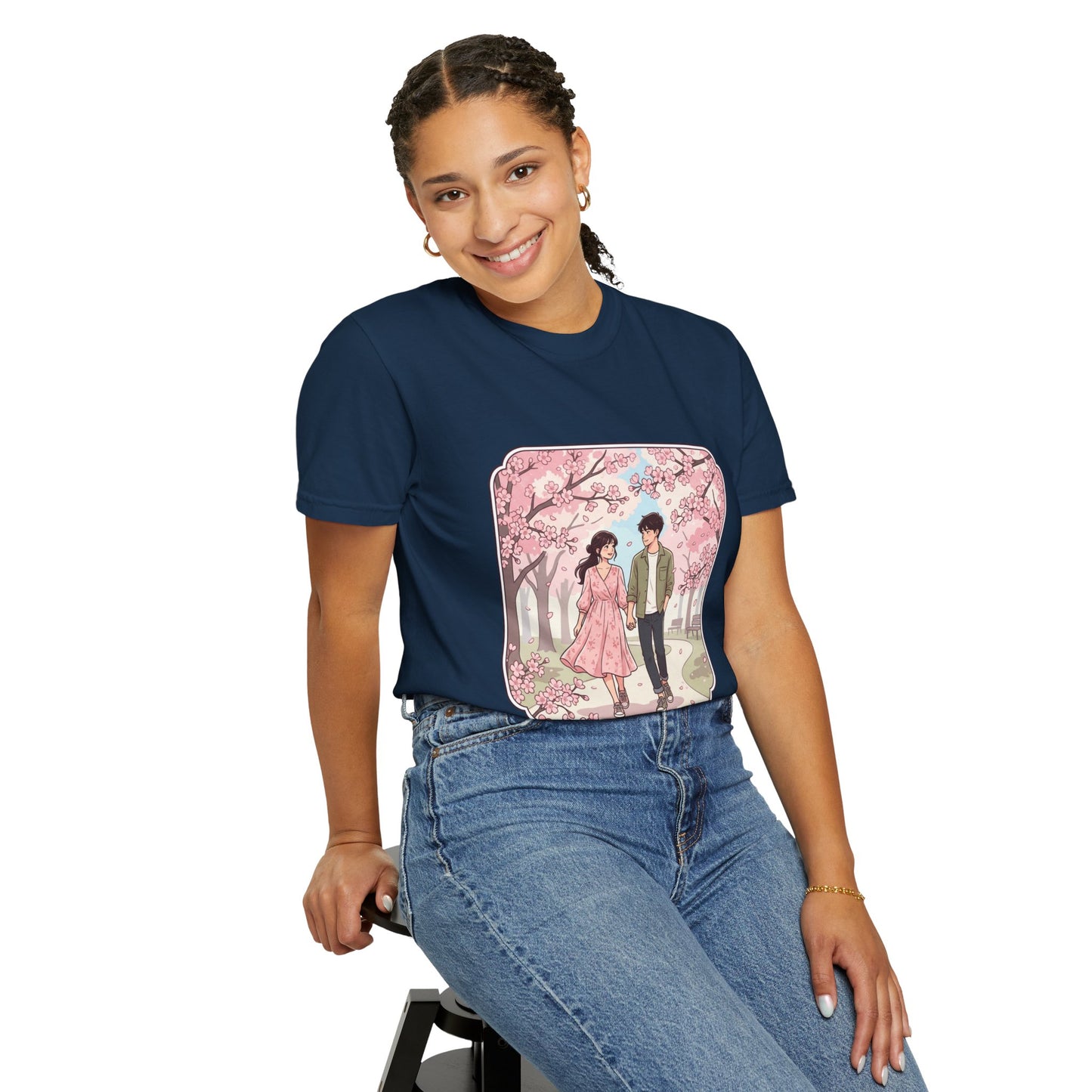 Spring in Japan T-Shirt — Cherry Blossom Couple Graphic Tee