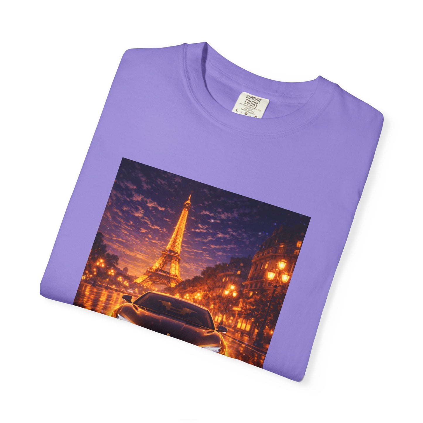Paris Night Drive T-Shirt — Eiffel Tower Car Scene
