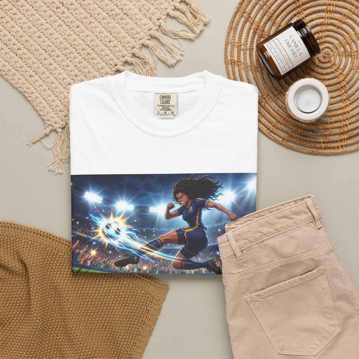 Soccer Kick Graphic T-Shirt — Energetic Stadium Football Design