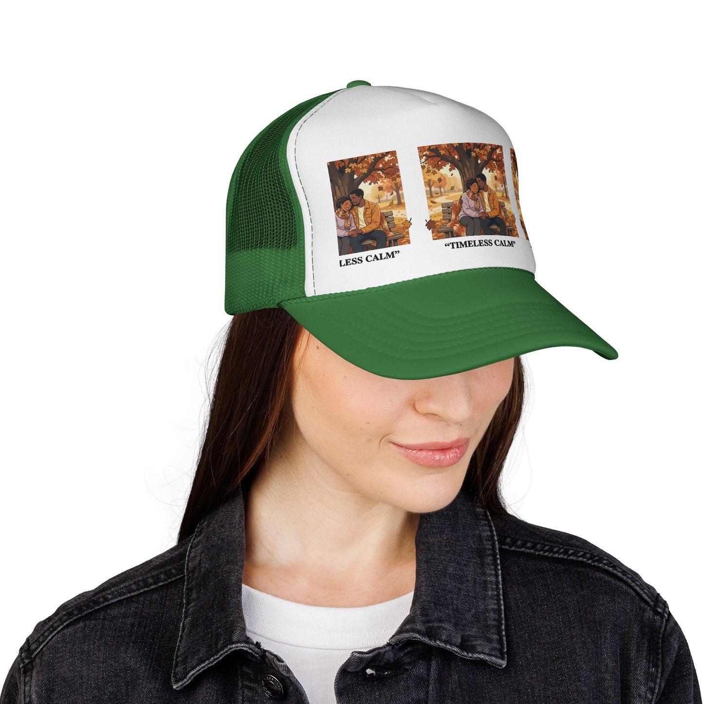 Trucker Cap — "Timeless Calm" Autumn Couple Vintage Patch