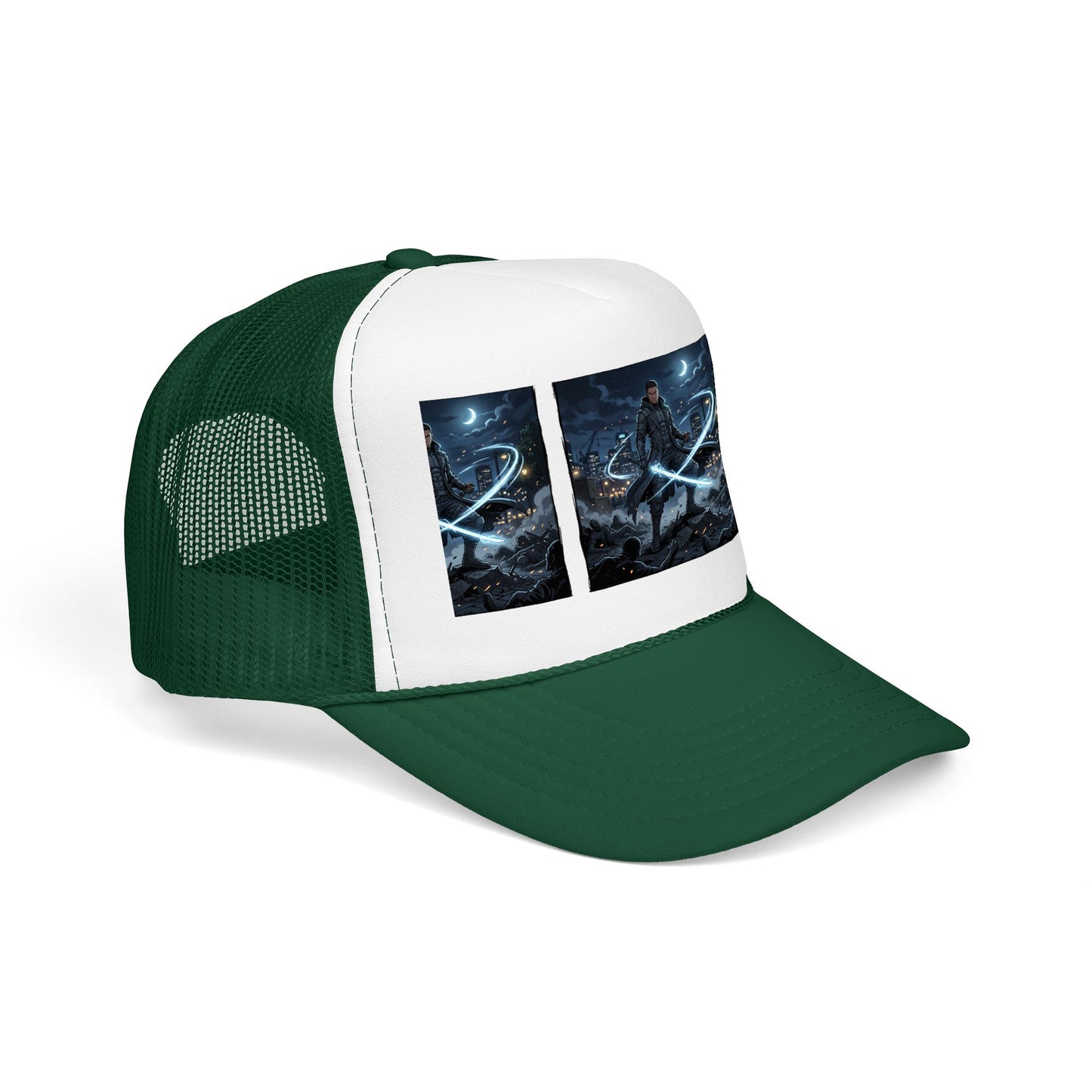 Trucker Hat — Neon Samurai Triptych Foam Trucker Cap