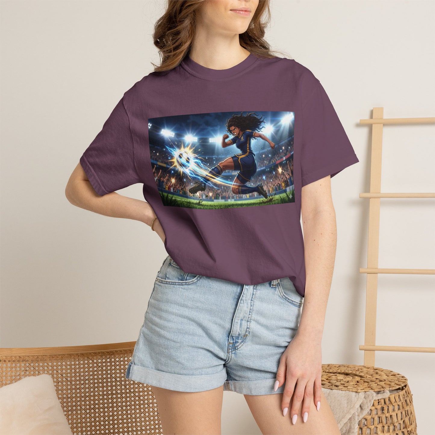 Soccer Kick Graphic T-Shirt — Energetic Stadium Football Design