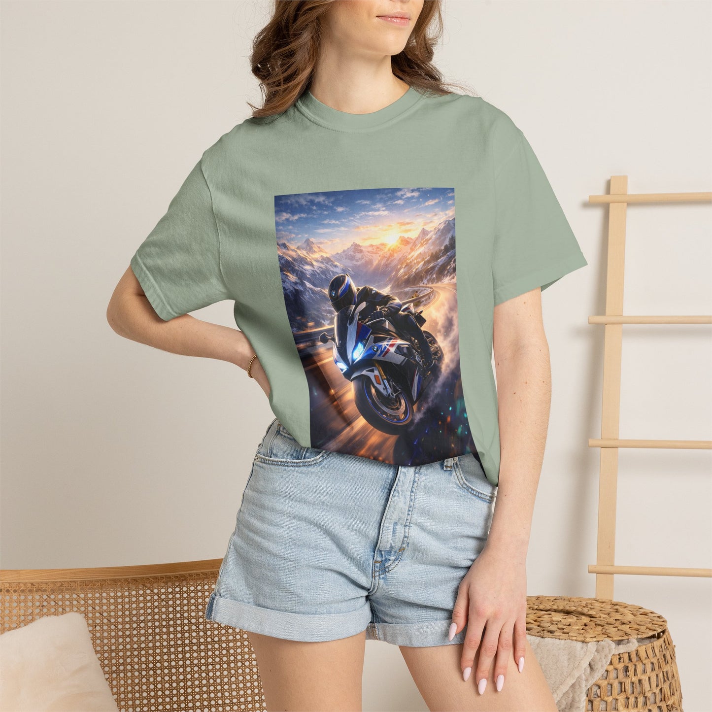 BMW S1000RR ALPINE GHOST RIDE - T‑Shirt — Sportbike Skyline Graphic Tee