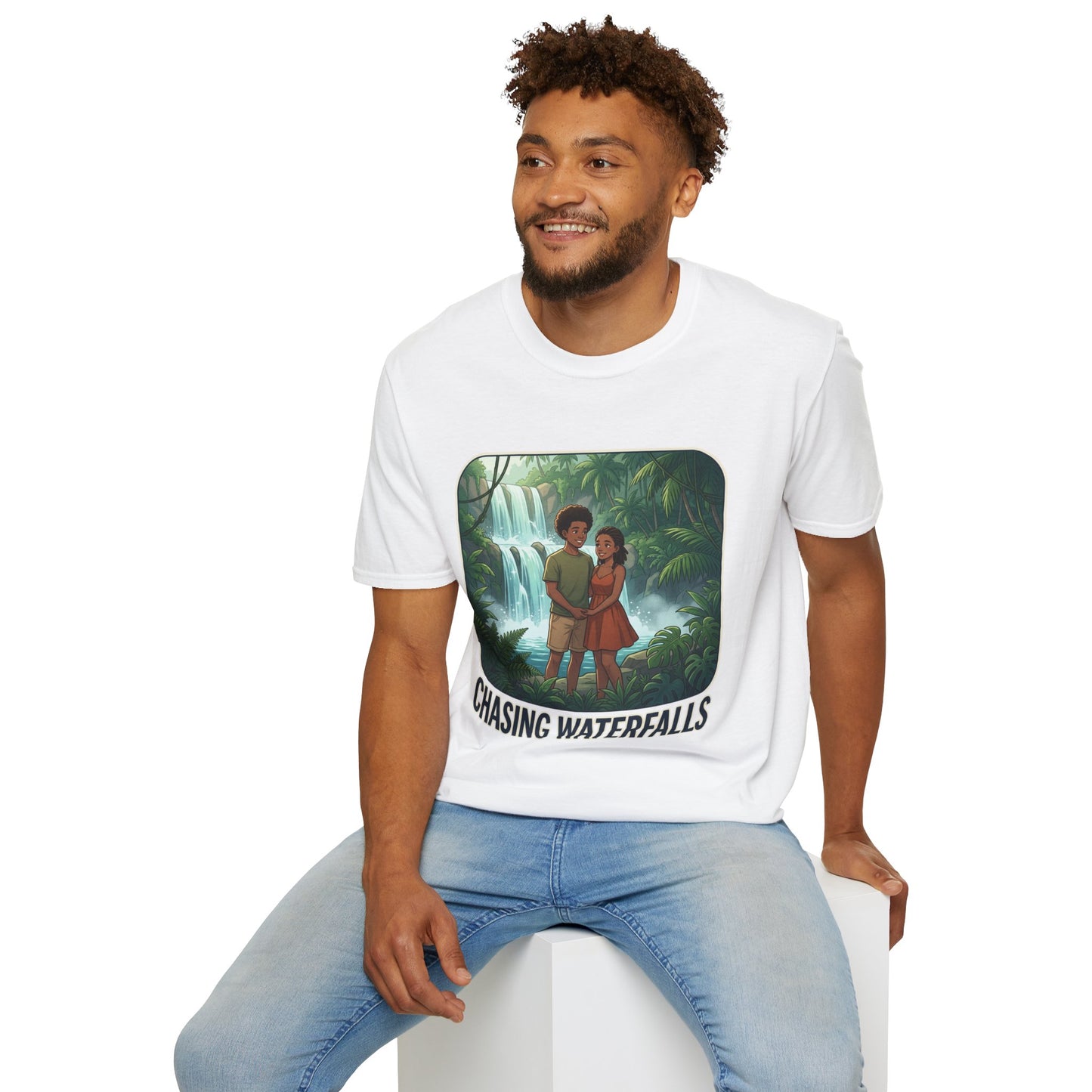 Chasing Waterfalls T-Shirt — Couple Adventure Graphic Tee