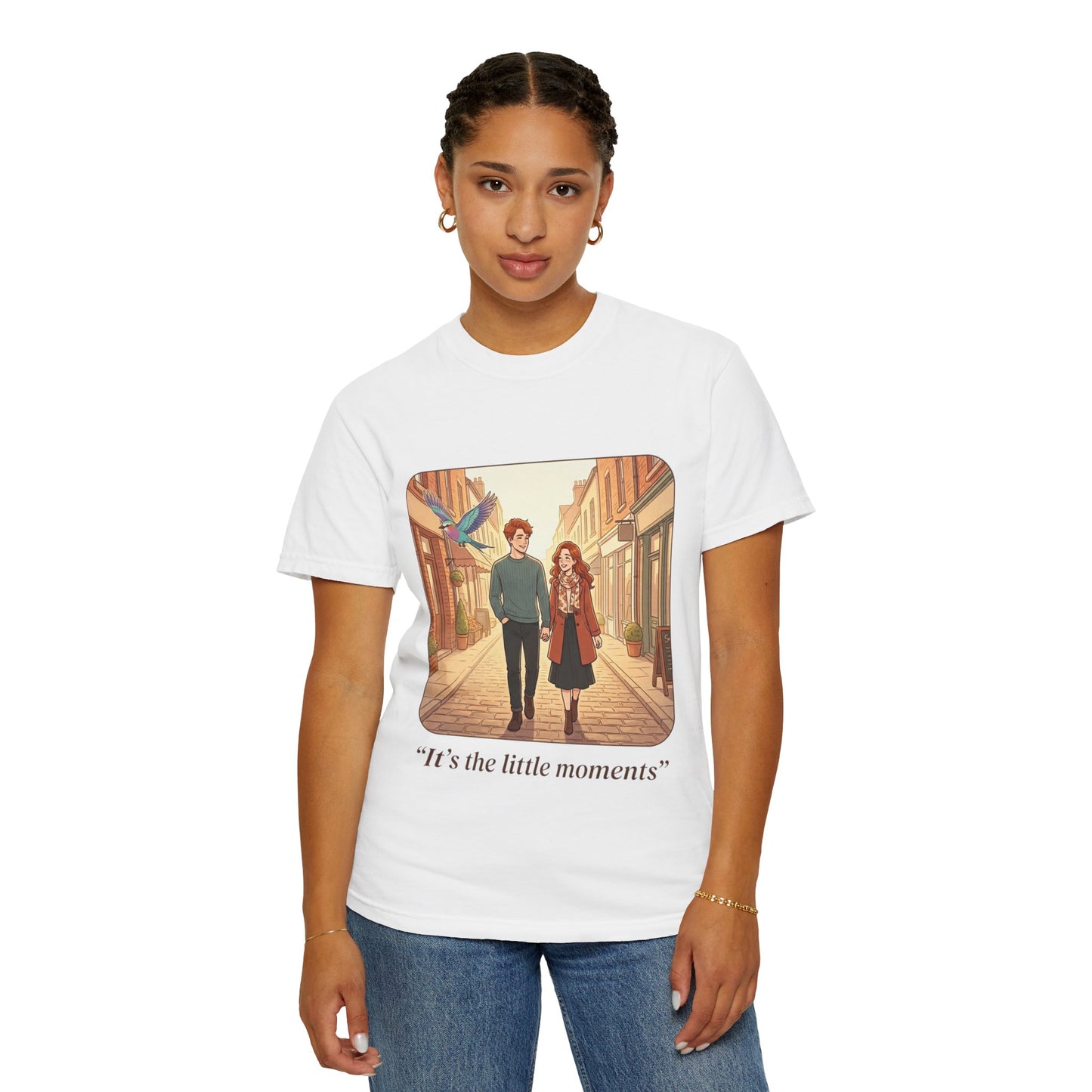 Romantic Stroll T-Shirt — “It’s the little moments” Couple Illustration Tee