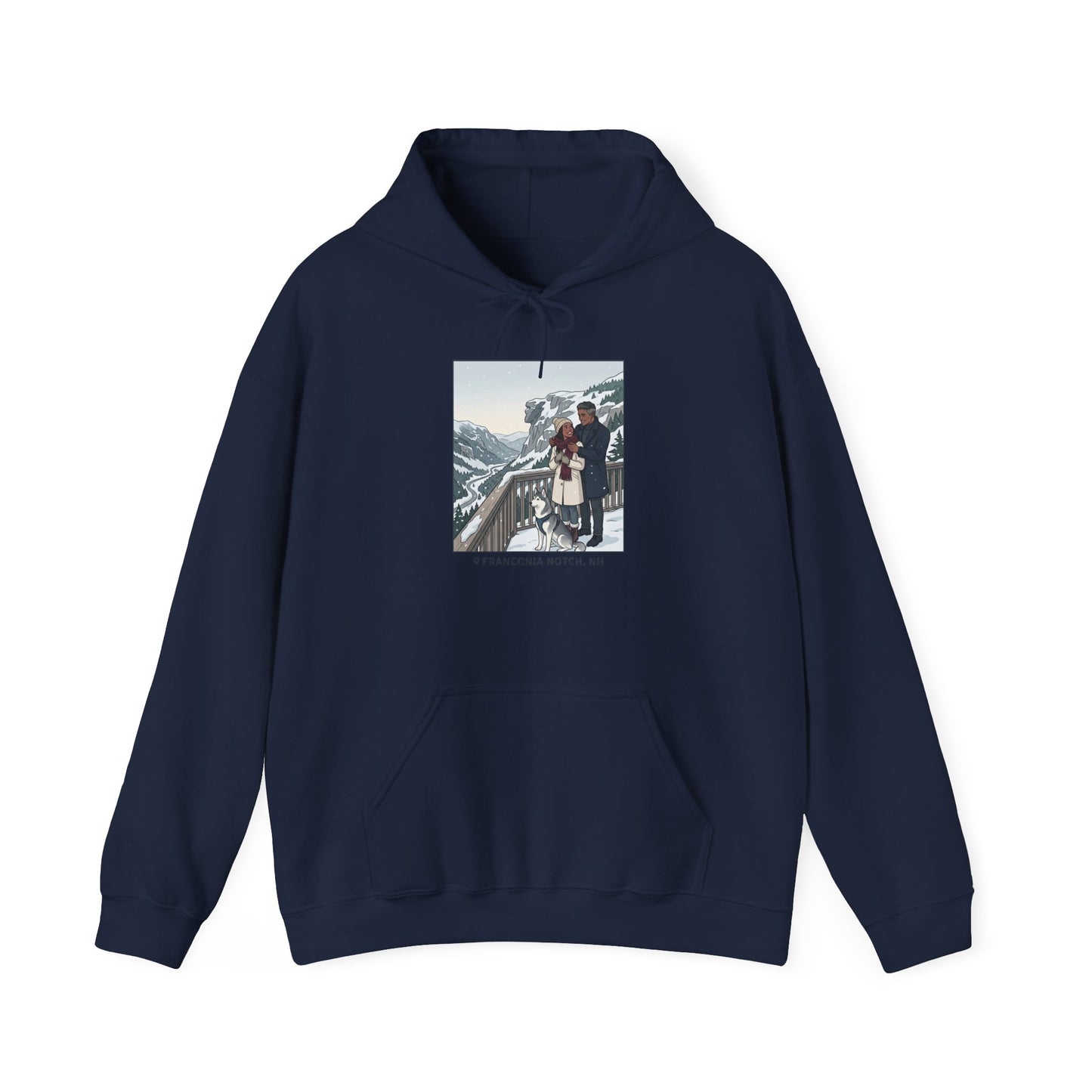 Winter Couple Photo Hoodie — Vintage Alps Travel Graphic Sweatshirt