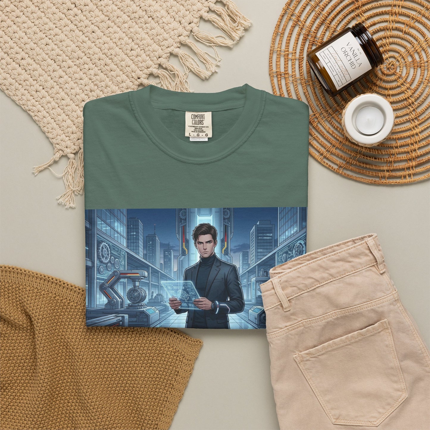 Cyberpunk Detective T-Shirt — Futuristic Noir Cityscape Graphic Tee