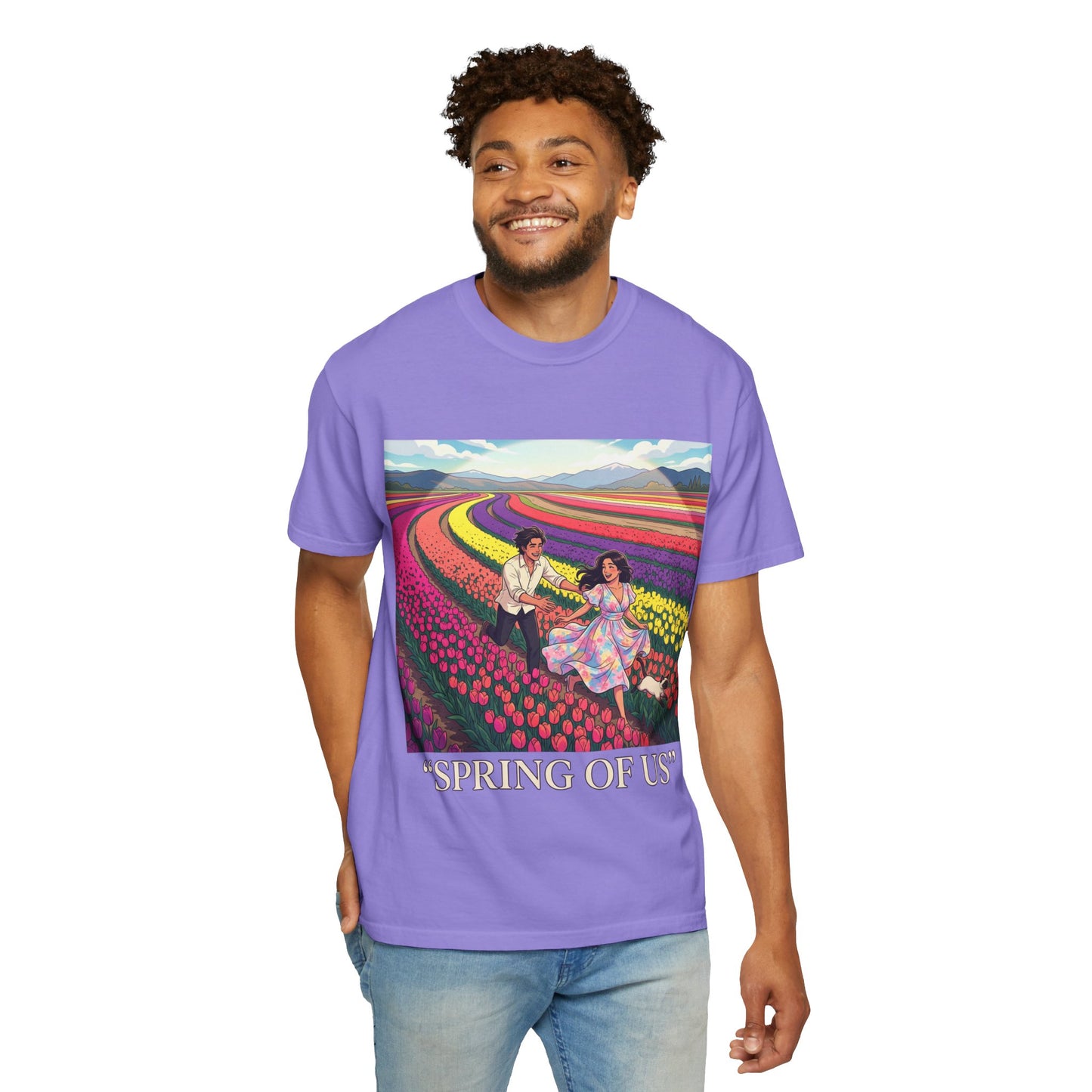 Spring of Us T-Shirt — Floral Field Vintage Couple Graphic Tee