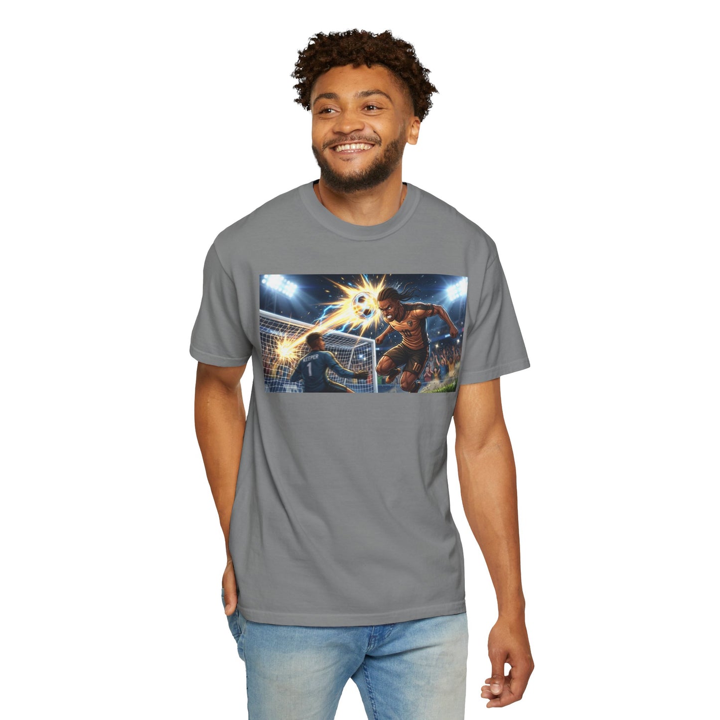 Soccer Goal Explosion T-Shirt — Action-Packed Football Graphic Tee