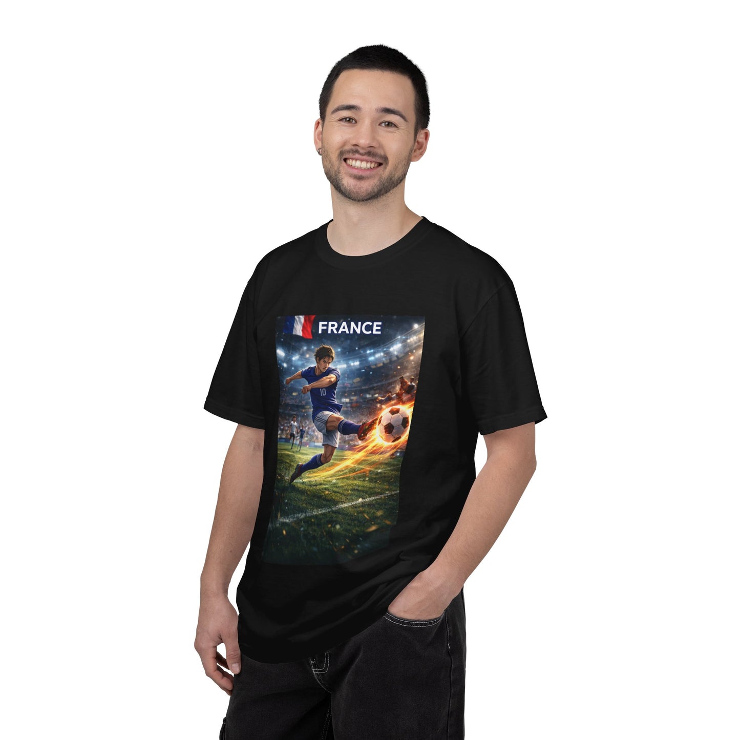 France Soccer Player Graphic T-Shirt — Football Kick Stadium Design